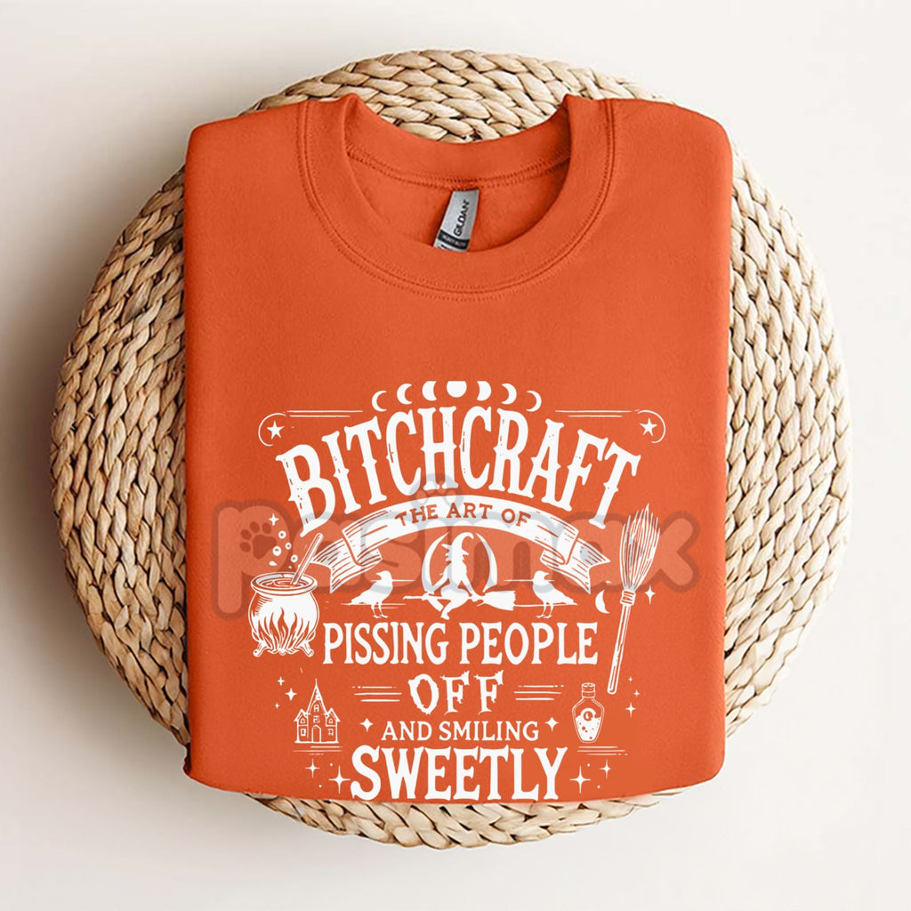 Pasimax Bitchcraft Adult Humor Casual T-Shirt — detail close-up