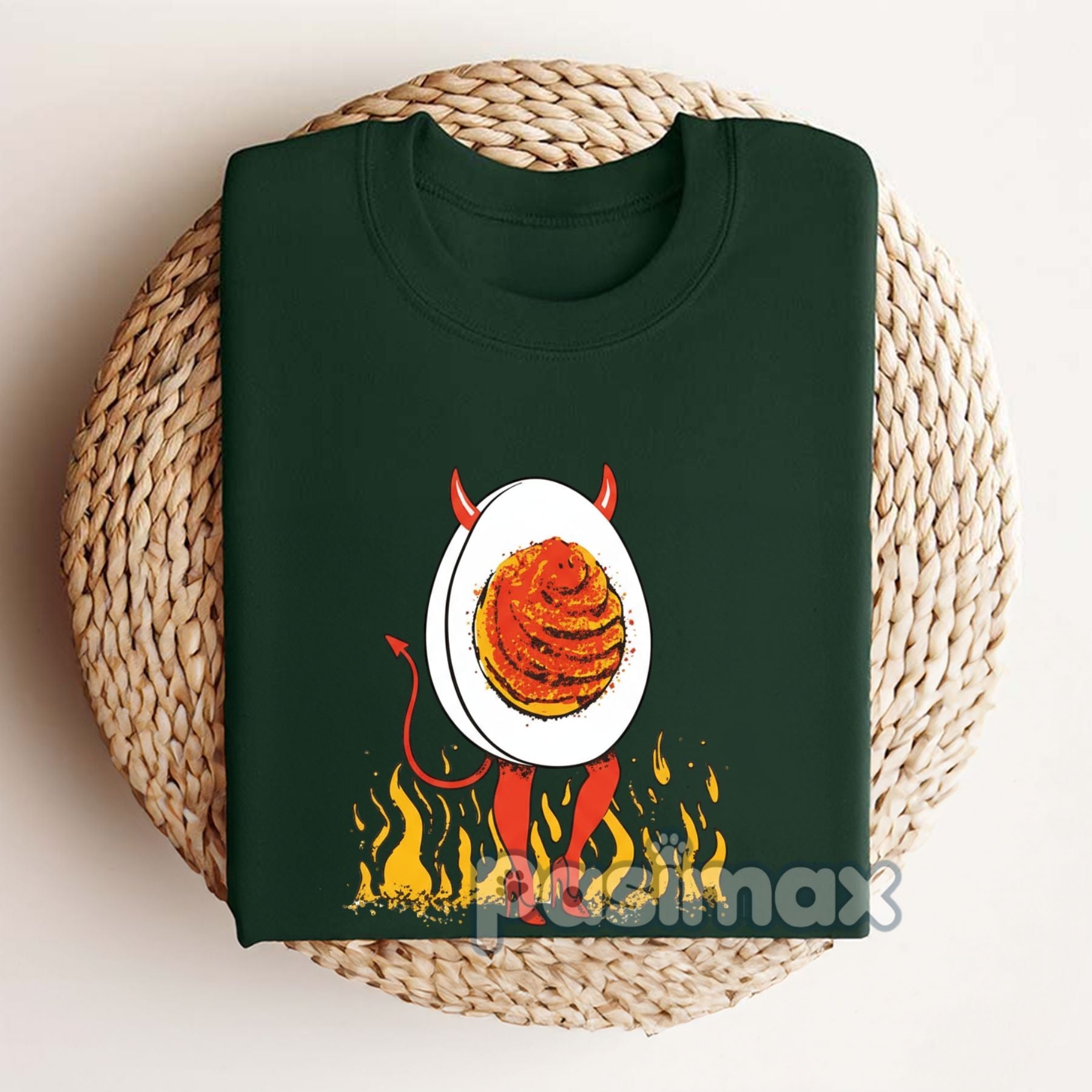 Pasimax Deviled Egg Enthusiast Graphic T-Shirt — detail close-up