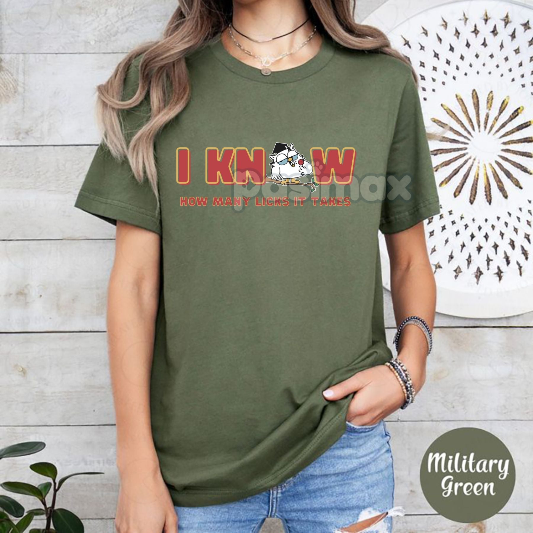 Pasimax "I Know How Many Licks It Takes" Funny T-Shirt — detail close-up