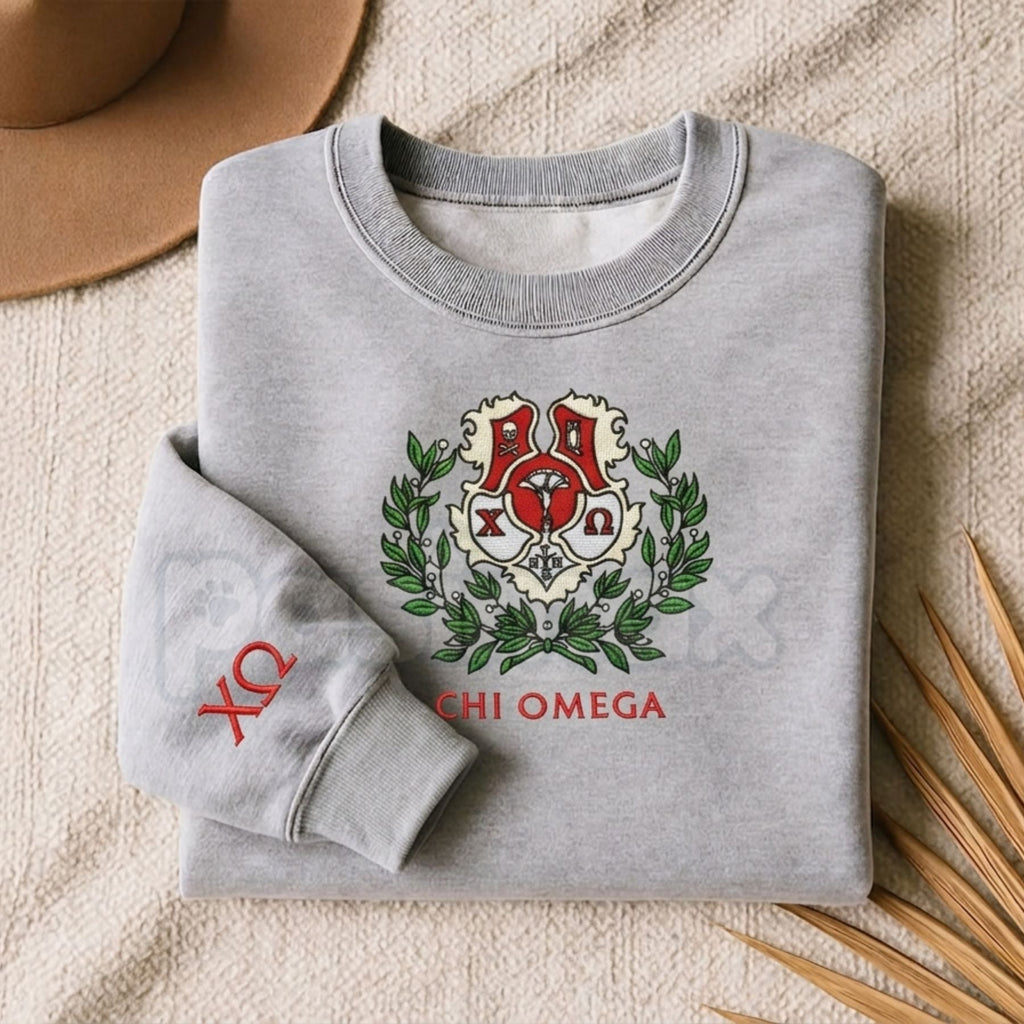 Pasimax Custom Embroidered Sorority Sweatshirt – Classic Greek Letter Crewneck — side view
