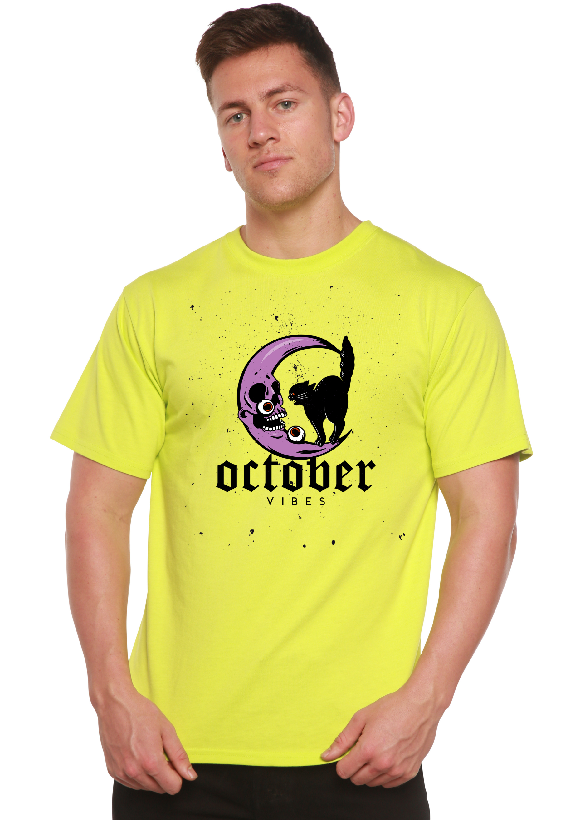 Spun Bamboo October Vibes Men's Bamboo Viscose/Organic Cotton Short Sleeve Graphic T-Shirt — color detail
