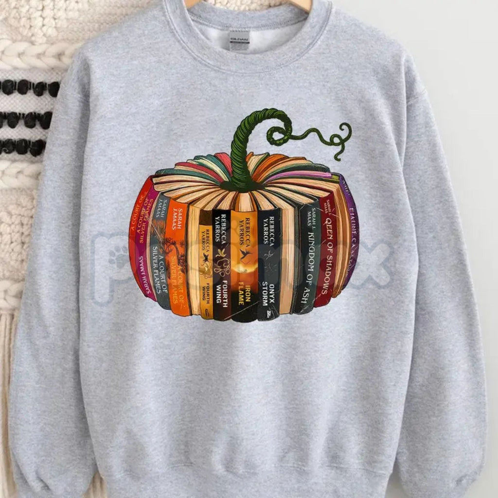 Pasimax Fourth Wing Book Pumpkin Sweatshirt — detail close-up