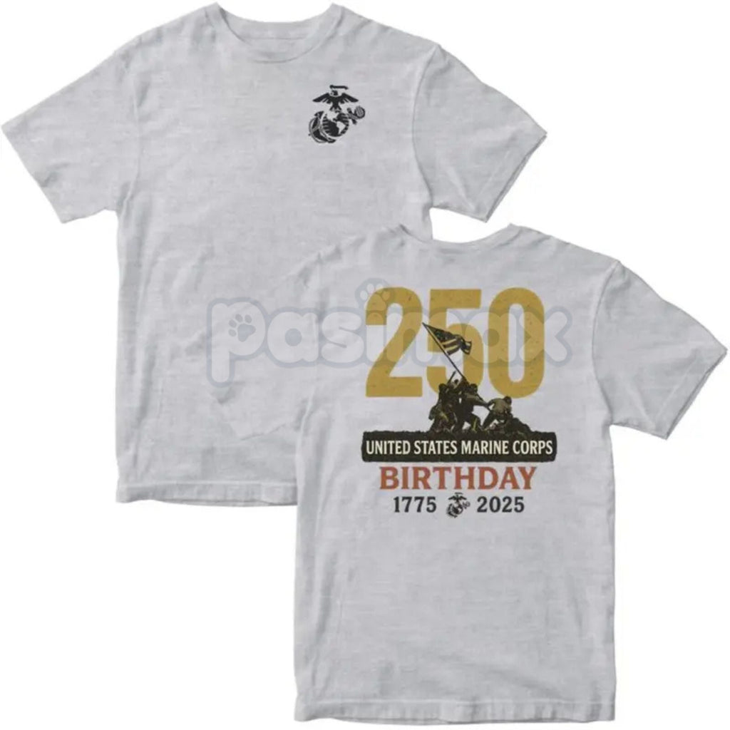 Pasimax Marines 250th Birthday MADE IN USA T-Shirt - USMC 250 Year Anniversary Collection, Semper Fidelis Commemorative Tee, 