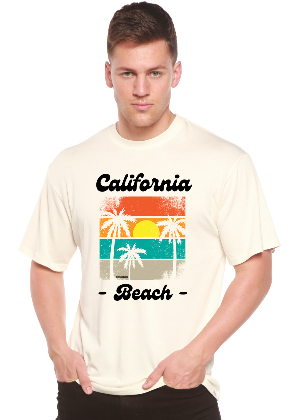 Spun Bamboo California Beach Unisex Bamboo Viscose/Organic Cotton Short Sleeve Graphic T-Shirt — side view