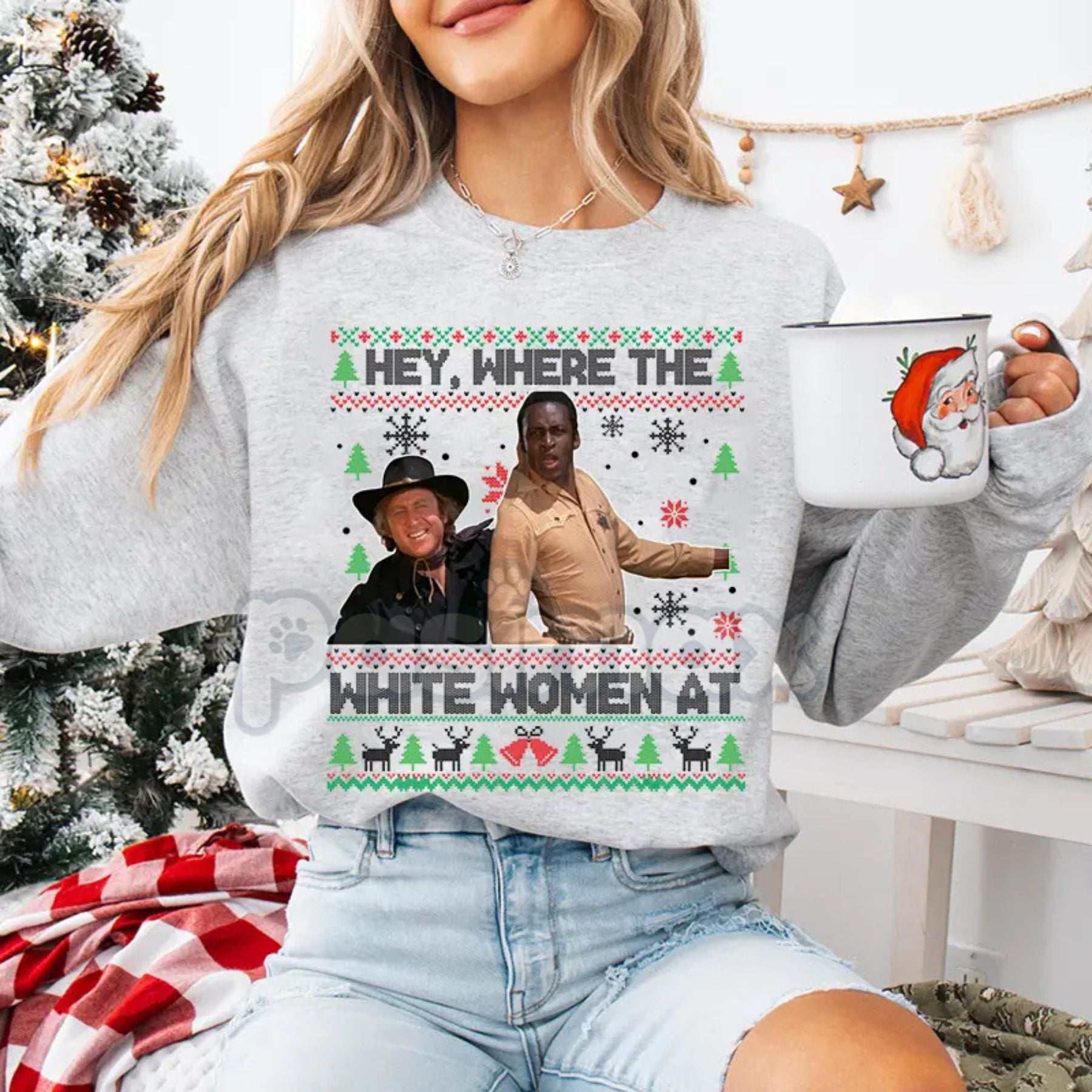 Pasimax "Excuse Me While I Whip This Out" Ugly Christmas Sweater | Blazing Saddles Movie Quote Jumper | Western Comedy Holida