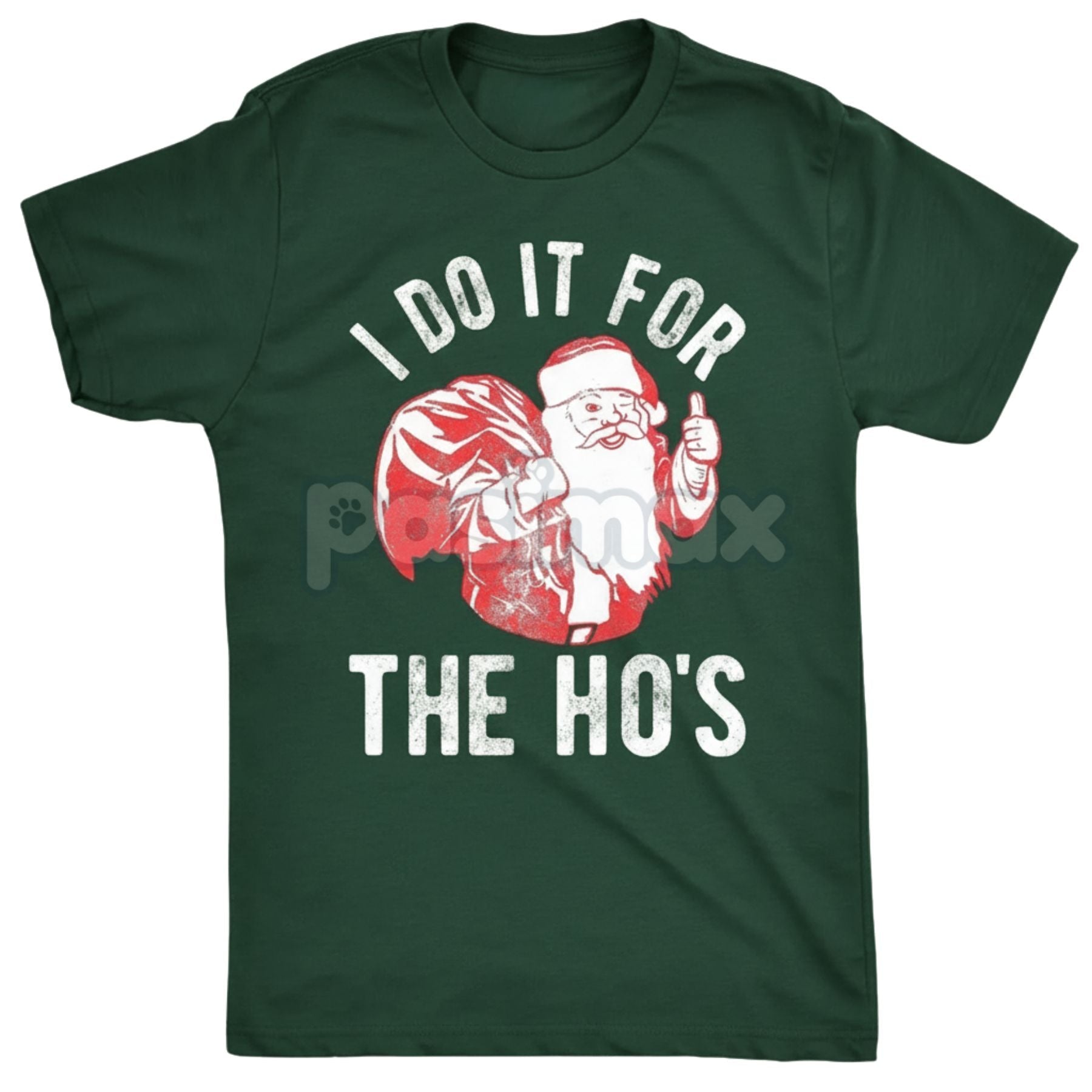 Pasimax Retro Santa "I Do It for The Ho's" T-Shirt - Vintage Naughty Christmas Slogan Tee, Men's Anti-Holiday Party Humor, Un