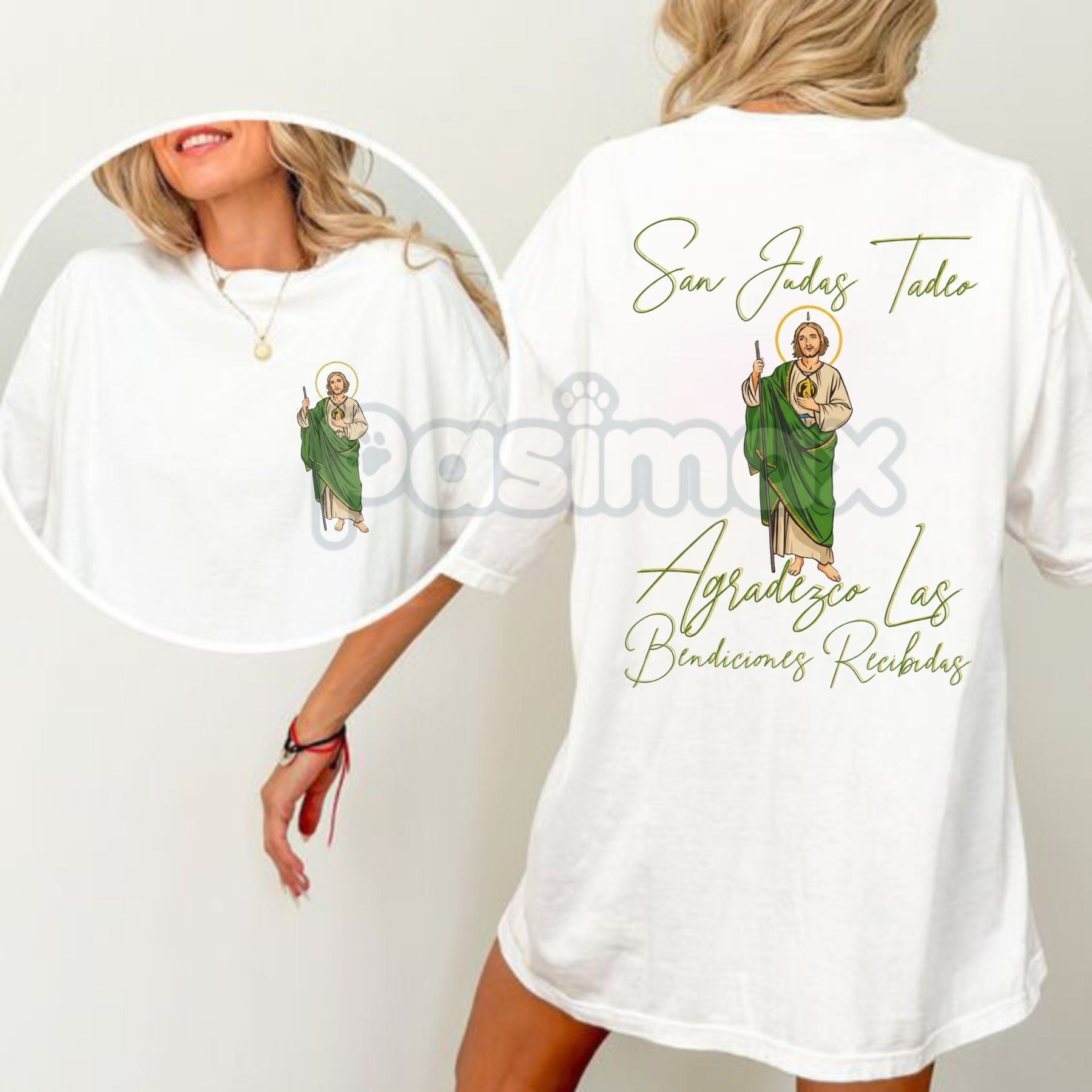 Pasimax San Judas Tadeo Latino Heritage T-Shirt — detail close-up