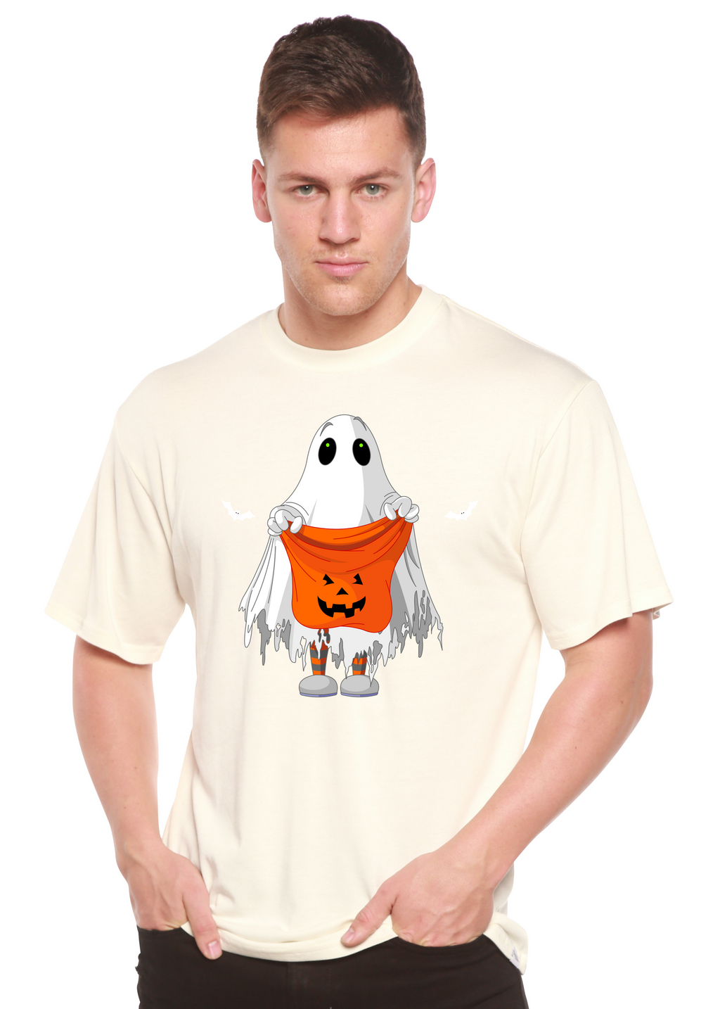 Spun Bamboo Boo Halloween Men's Bamboo Viscose/Organic Cotton Short Sleeve Graphic T-Shirt — side view