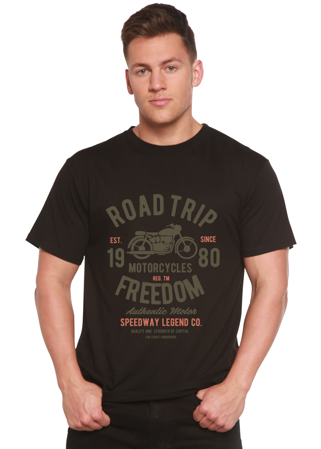 Spun Bamboo Road Trip Spun Bamboo® Men's Bamboo Viscose/Organic Cotton Short Sleeve Graphic T-Shirt — alternative angle