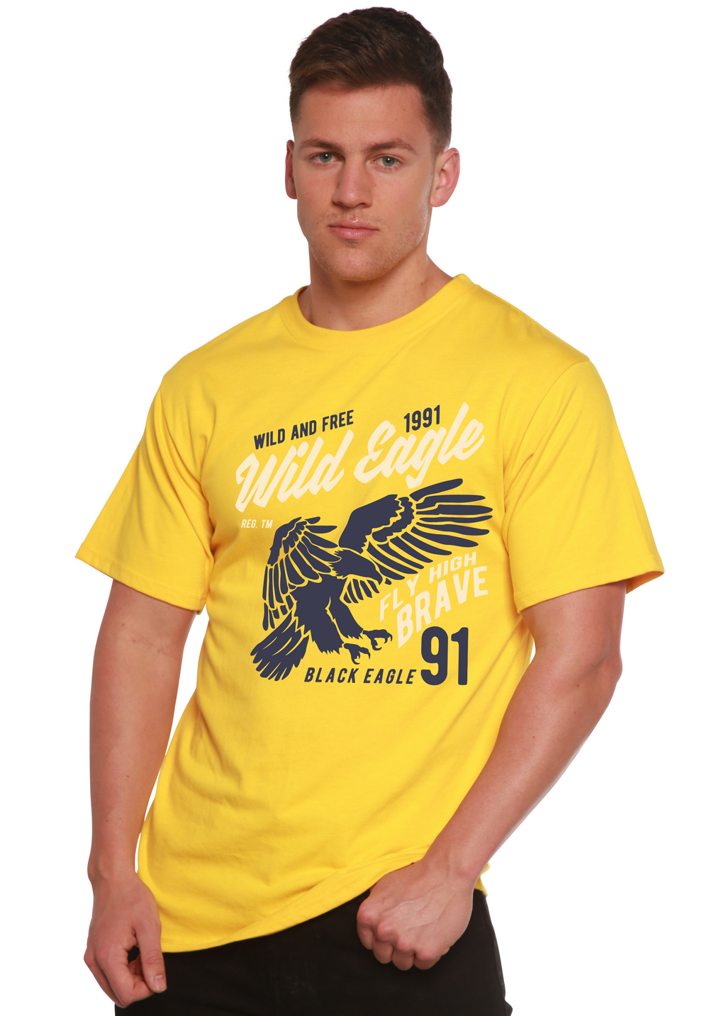 Spun Bamboo Wild Eagle Spun Bamboo® Men's Bamboo Viscose/Organic Cotton Short Sleeve Graphic T-Shirt — lifestyle context