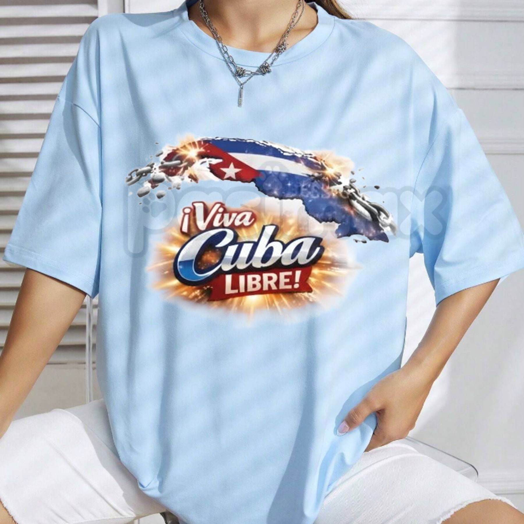 Pasimax "Viva Cuba Libre" Cuban Flag T-Shirt - White Heritage Graphic Tee for Men and Women, Premium Heavyweight 100% Cotton 