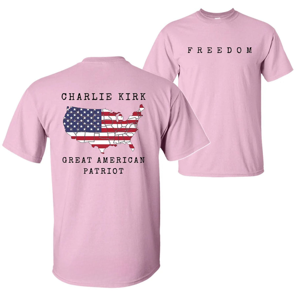 Pasimax Charlie Kirk "Freedom & True Patriot" T-Shirt — detail close-up