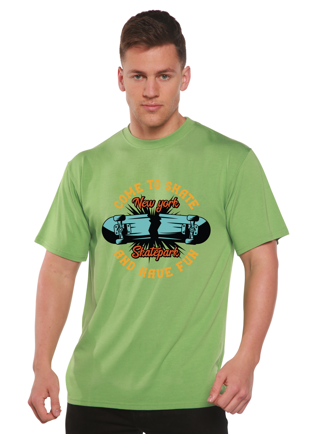 Spun Bamboo New York Skatepark Men's Bamboo Viscose/Organic Cotton Short Sleeve Graphic T-Shirt — alternative angle