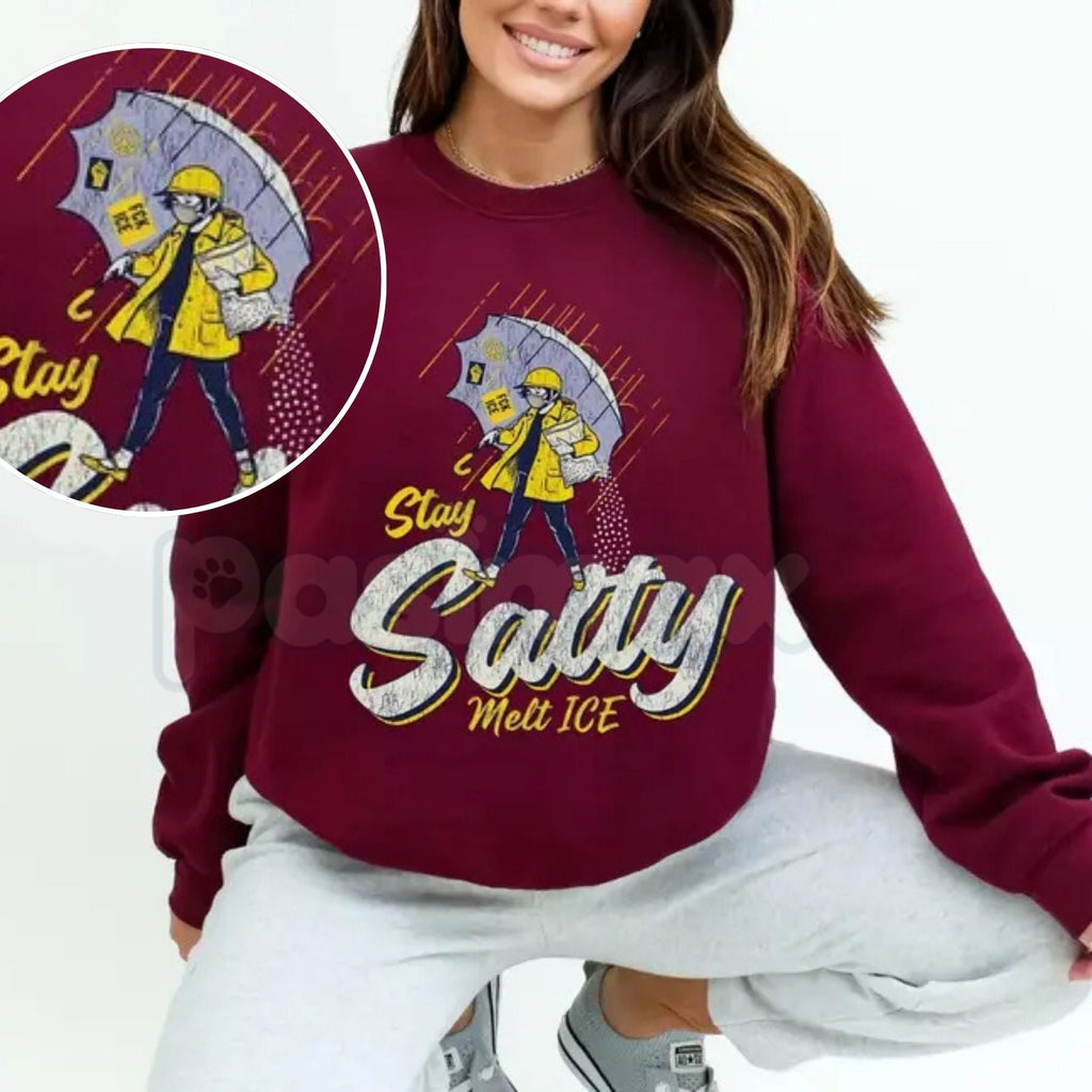 Pasimax Stay Salty Anti ICE Crewneck | Protest Sweatshirt | Pro Democracy Top | Human Rights Activist Jumper | Social Justice