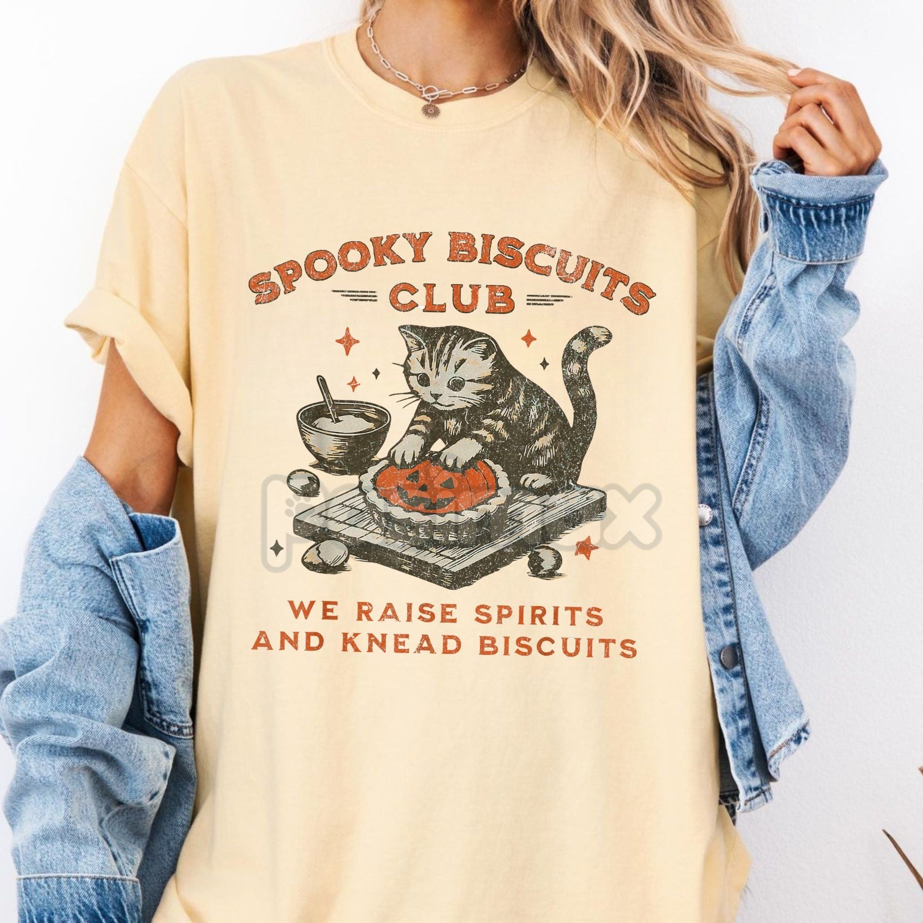 Pasimax Vintage Spooky Cat T-Shirt — detail close-up