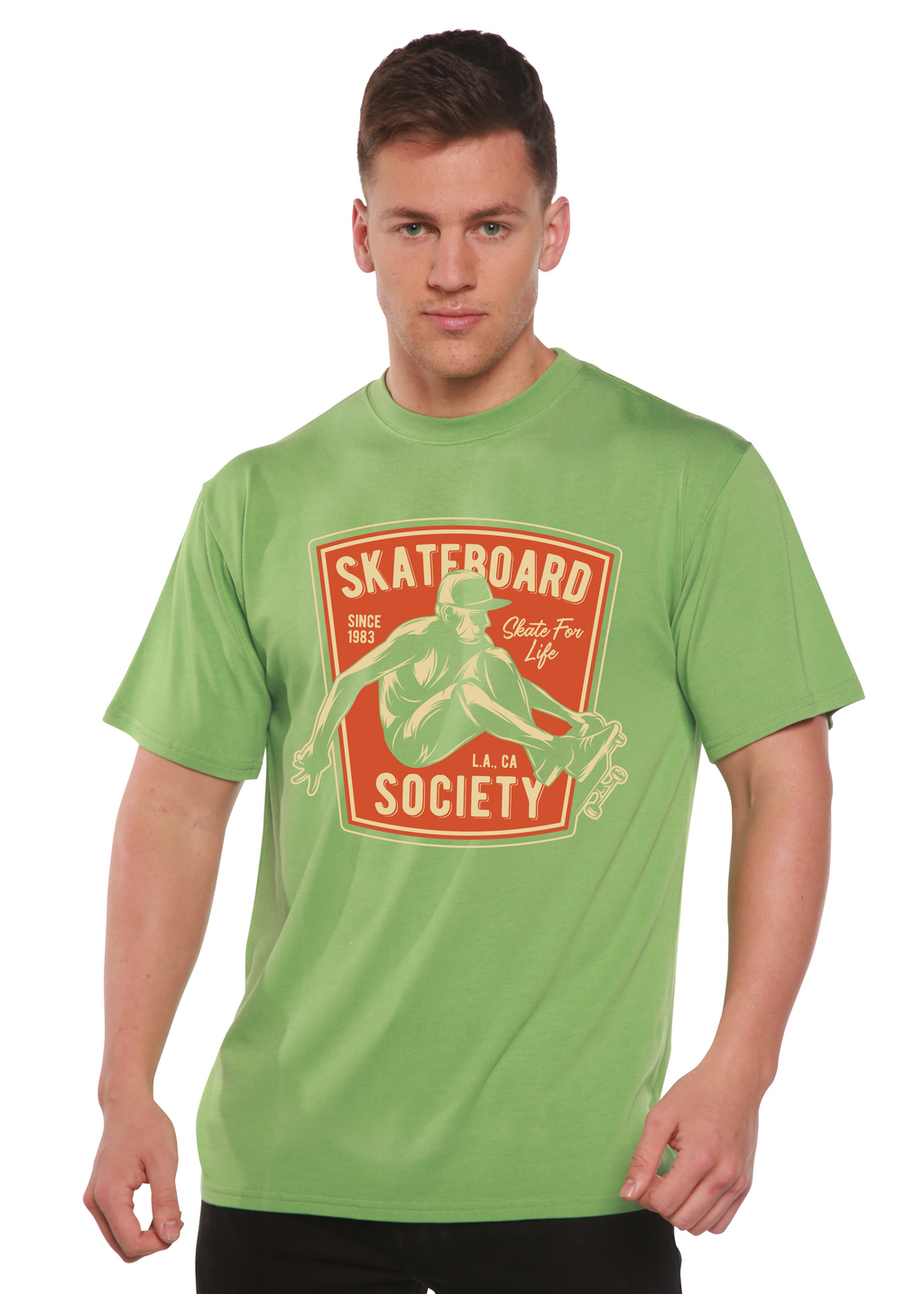 Spun Bamboo Skateboard Society Men's Bamboo Viscose/Organic Cotton Short Sleeve Graphic T-Shirt — side view