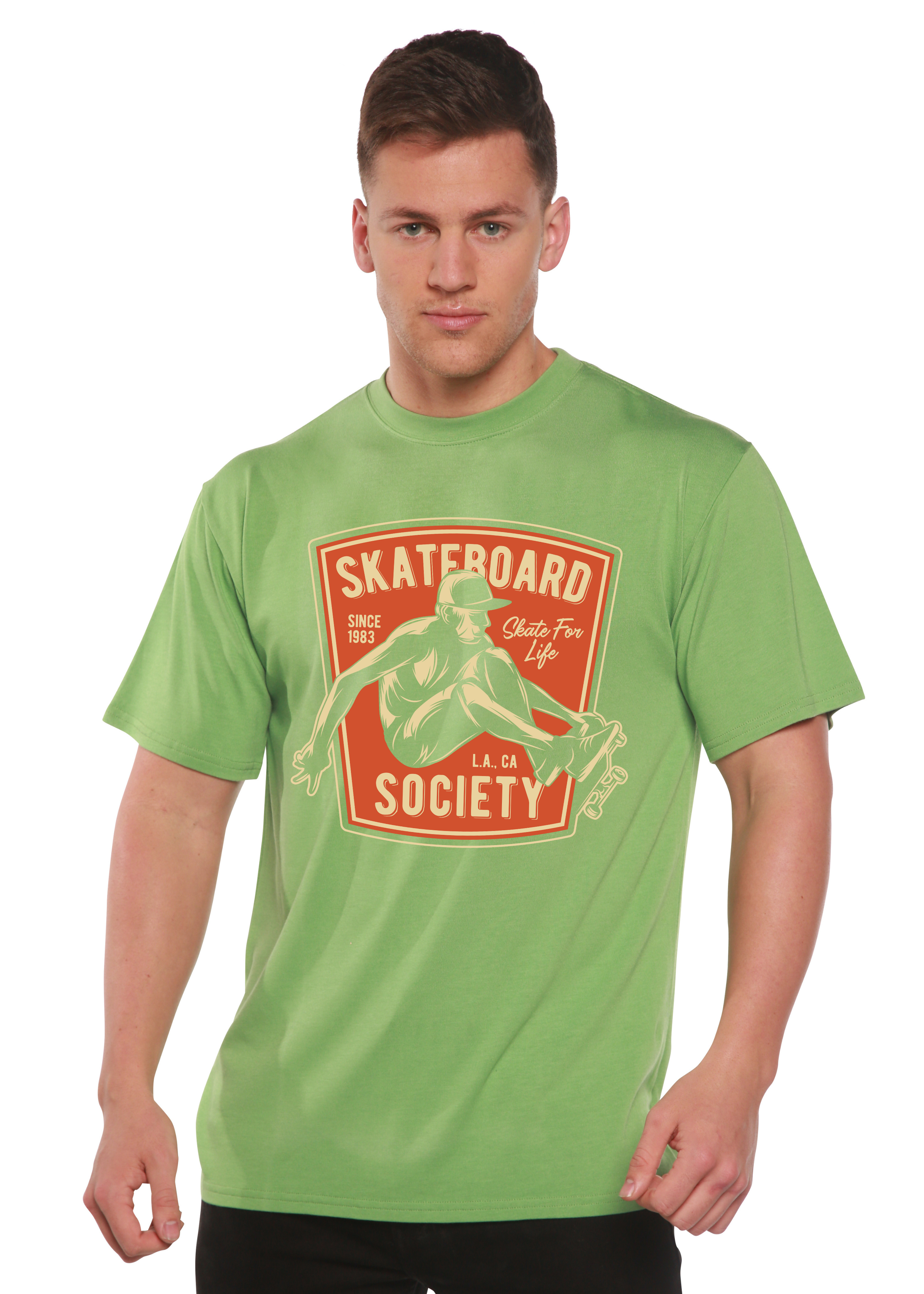 Spun Bamboo Skateboard Society Men's Bamboo Viscose/Organic Cotton Short Sleeve Graphic T-Shirt — side view