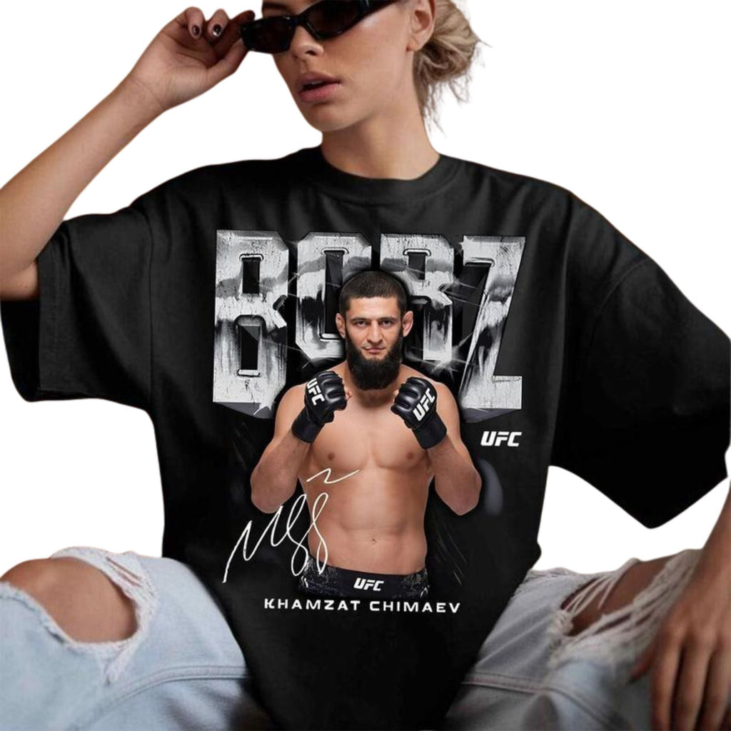 Pasimax UFC Khamzat "Borz" Chimaev T-Shirt — detail close-up