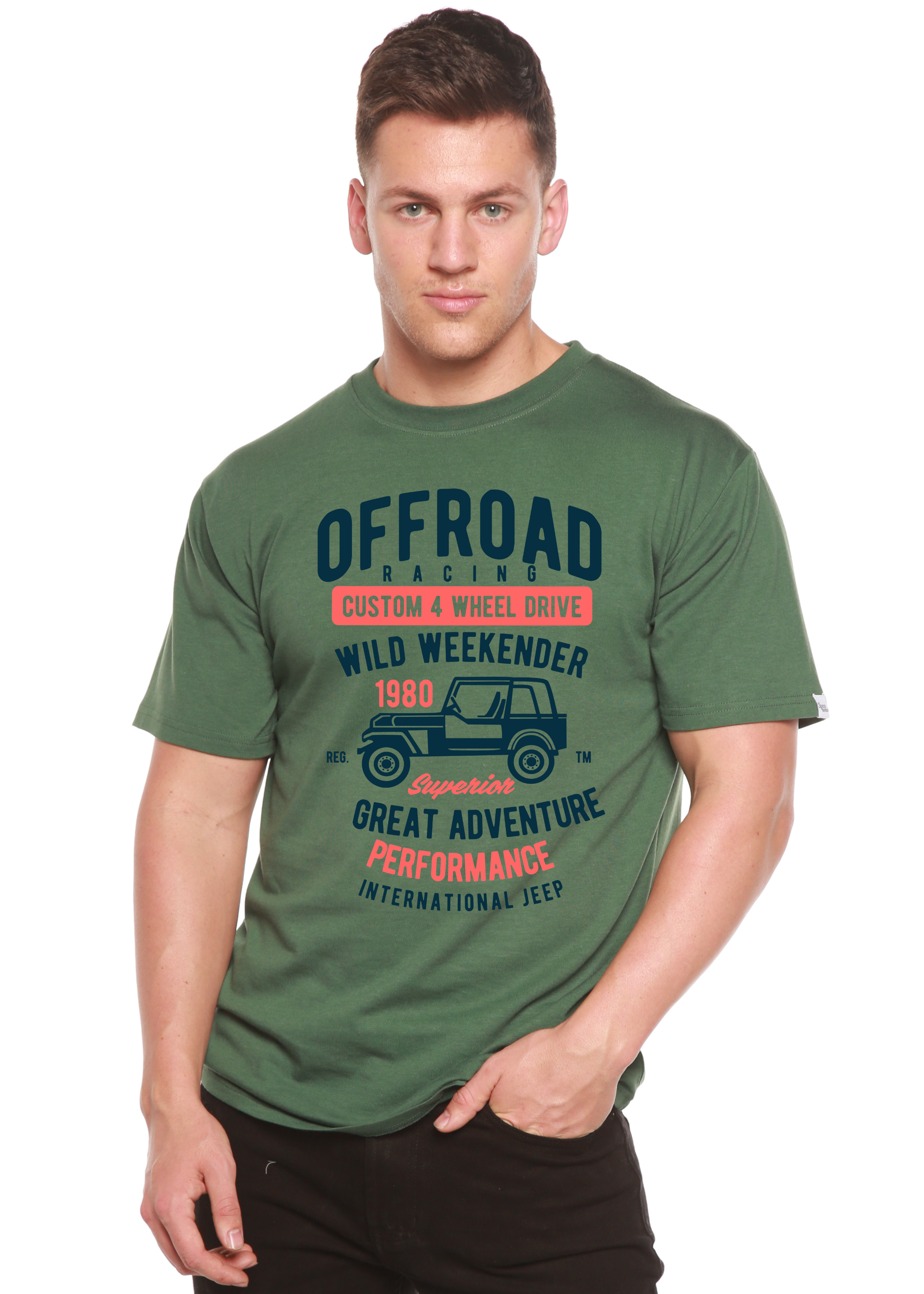 Spun Bamboo Off Road Racing Spun Bamboo® Men's Bamboo Viscose/Organic Cotton Short Sleeve Graphic T-Shirt — side view
