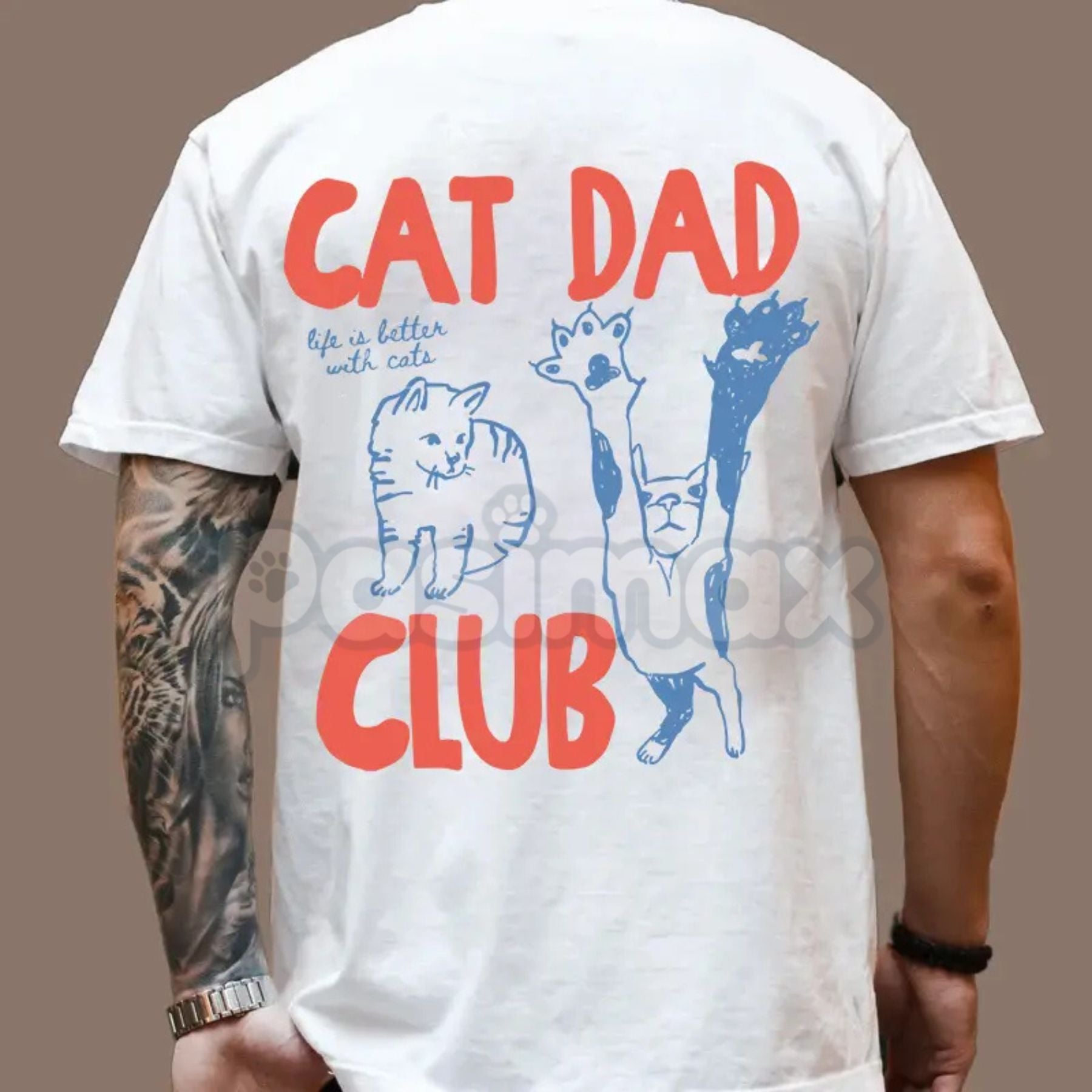 Pasimax Cat Dad Shirt - Proud Cat Owner Tee, Funny Feline Father Gift, Casual Pet Lover Apparel for Men — detail close-up