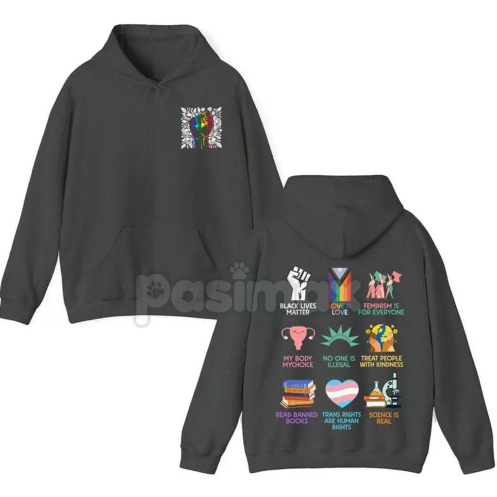 Pasimax Human Rights 2-Sided Hoodie – Bold Statement Pullover, Equality & Social Justice Activism Apparel, Unisex — detail cl