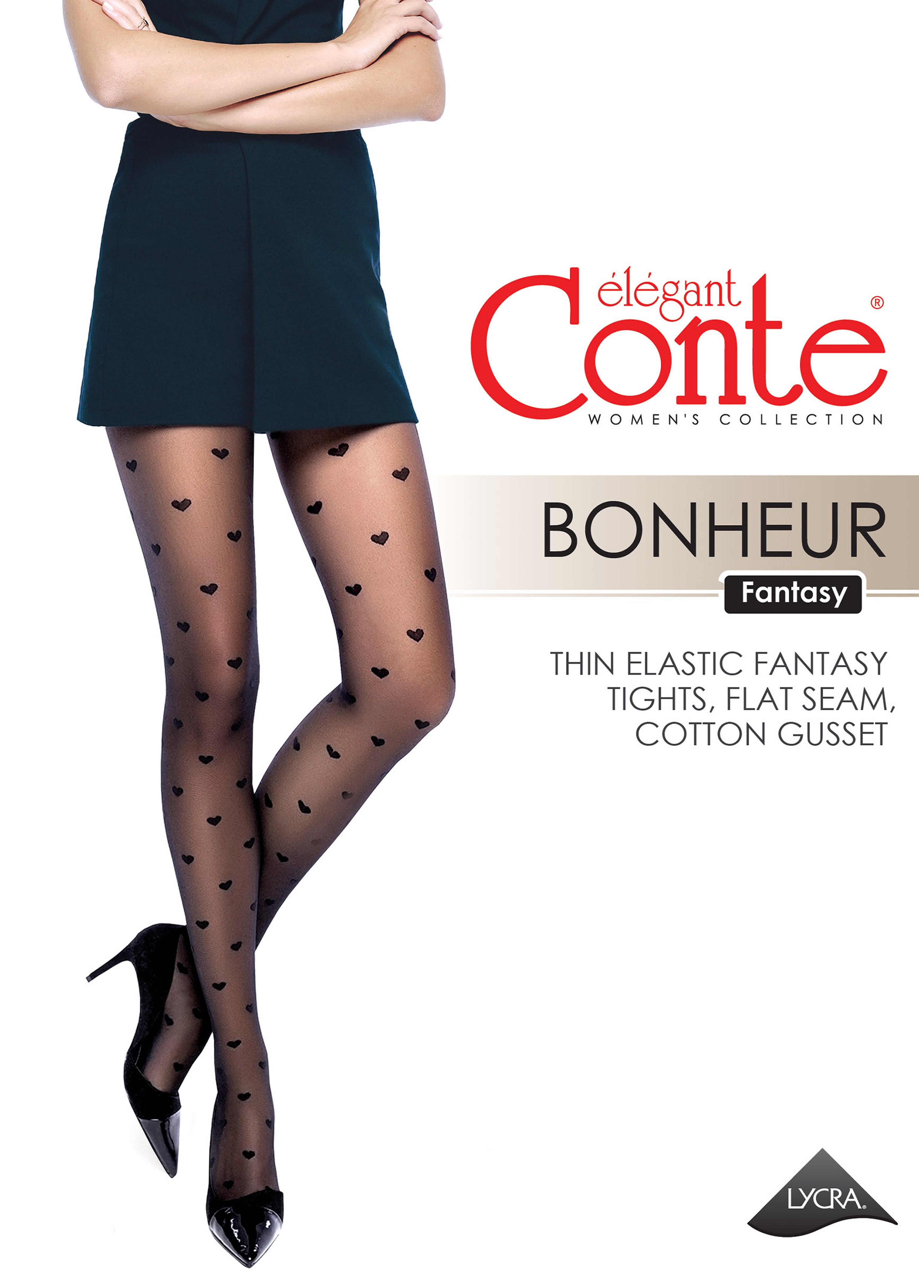 TheRanok.com Fantasy Tights Conte Bonheur - Hearts Pattern — main product shot