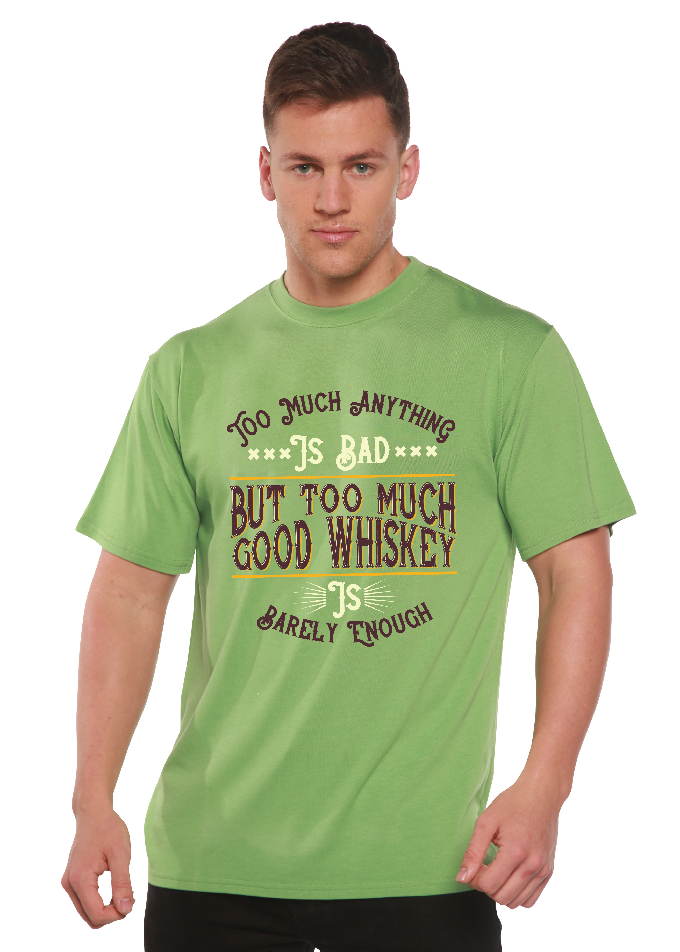 Spun Bamboo But Too Much Good Whiskey Men's Bamboo Viscose/Organic Cotton Short Sleeve Graphic T-Shirt — main product shot