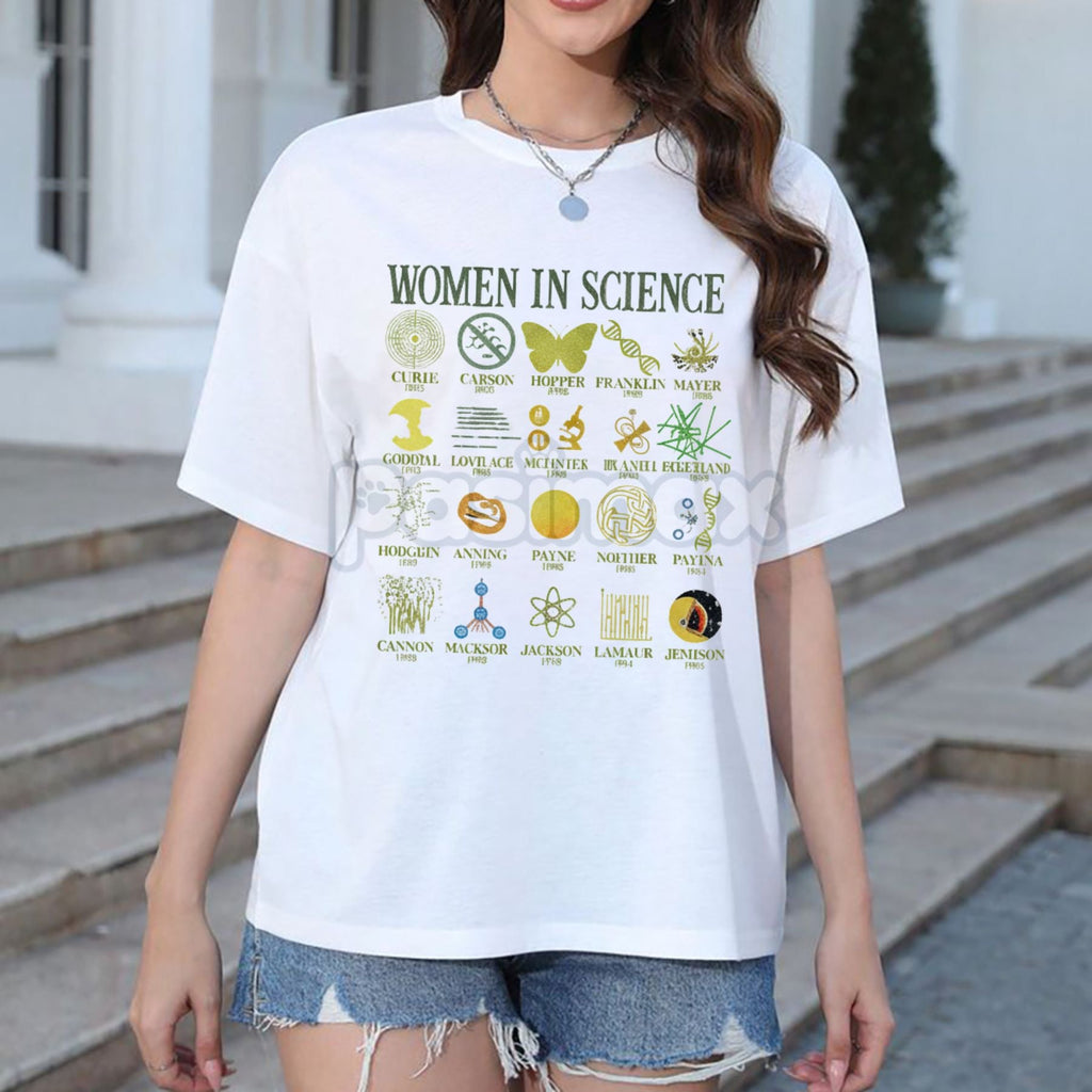 Pasimax Women in Science T-Shirt - Scientist Empowerment Graphic Tee, Female STEM Apparel, Unisex Educational Gift for Her — 