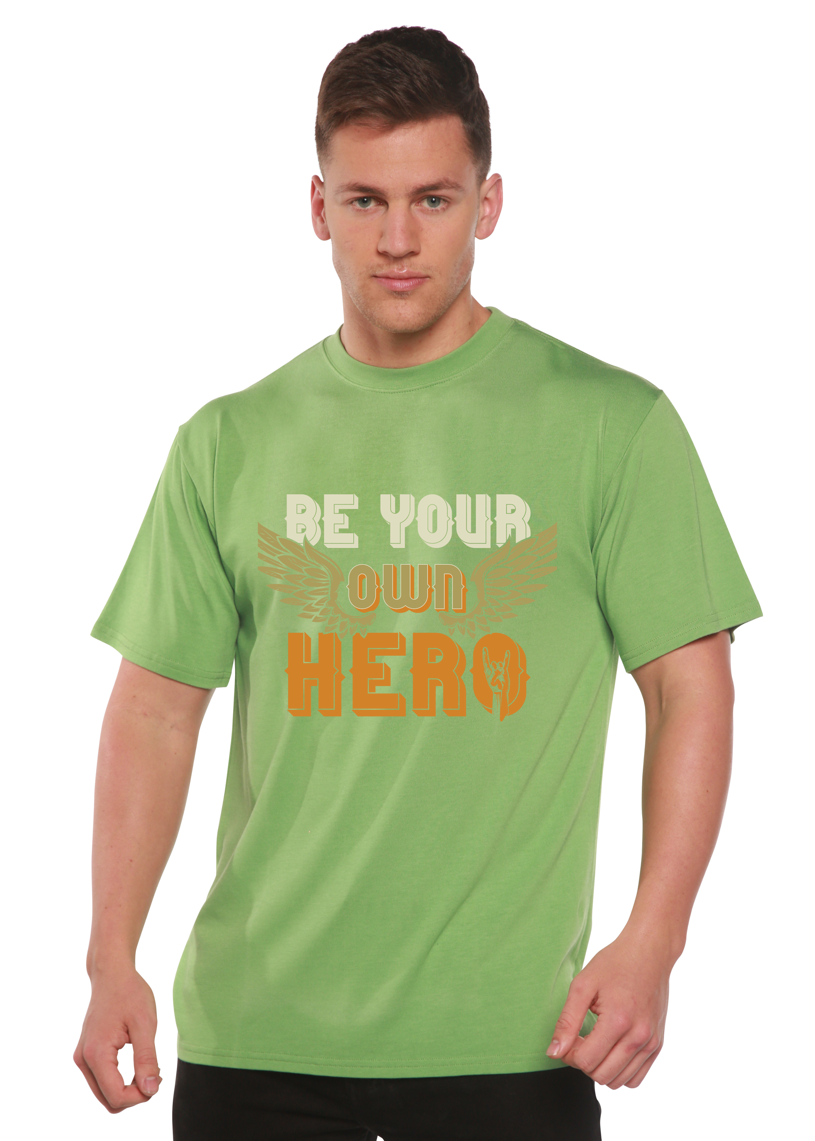 Spun Bamboo Be Your Own Hero Men's Bamboo Viscose/Organic Cotton Short Sleeve Graphic T-Shirt — lifestyle context