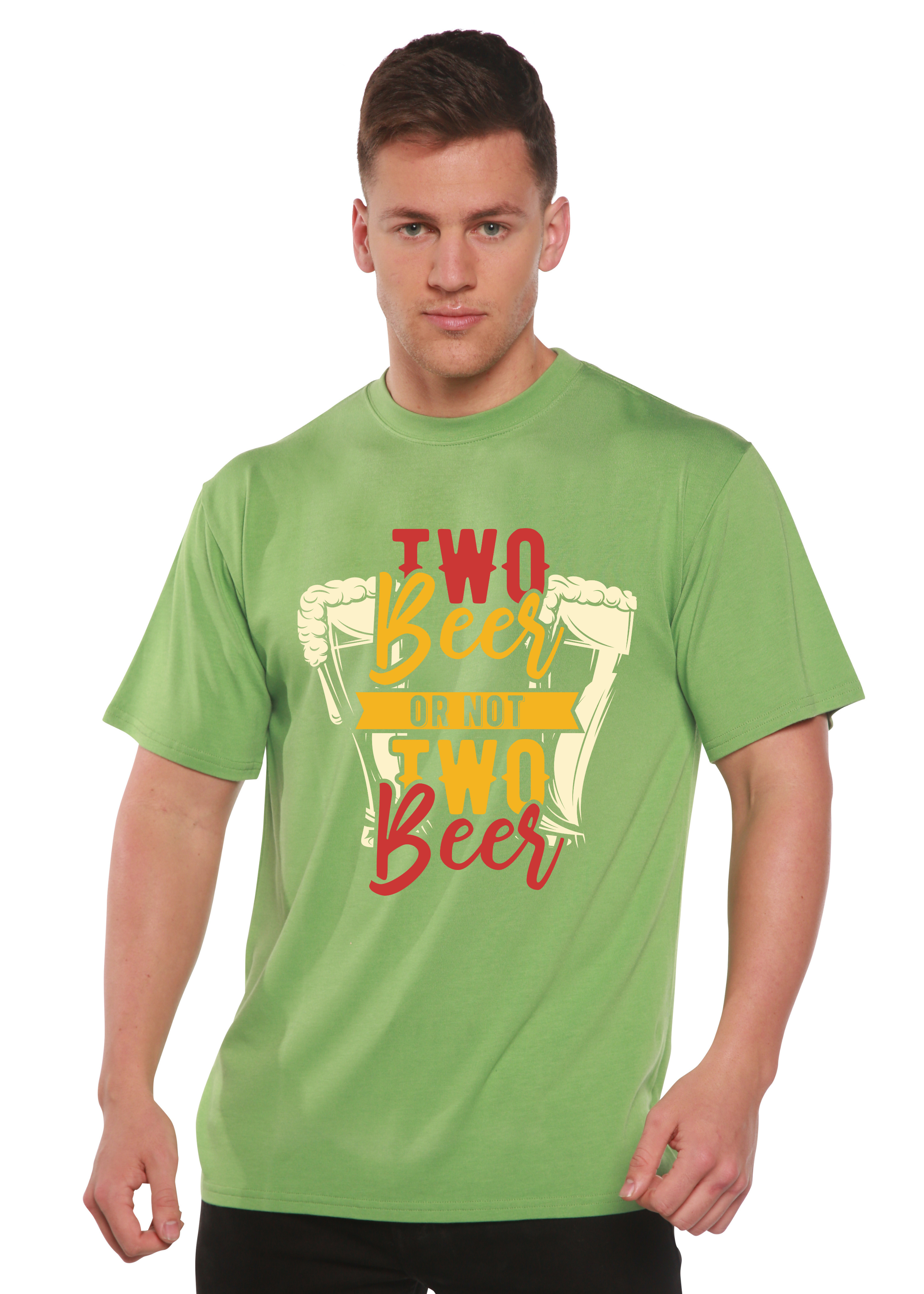 Spun Bamboo Two Beer Men's Bamboo Viscose/Organic Cotton Short Sleeve Graphic T-Shirt — side view