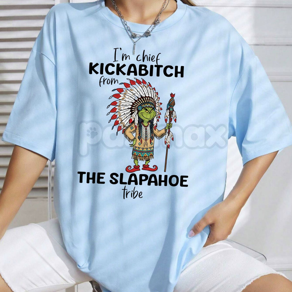 Pasimax Grinch "Chief Kickabitch" Funny Christmas Shirt - Irreverent Holiday Humor Tee, Mean Christmas Slogan, Edgy Grinch Fa