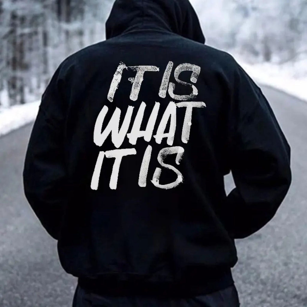 Pasimax "It Is What It Is" Distressed Print Hoodie — main product shot