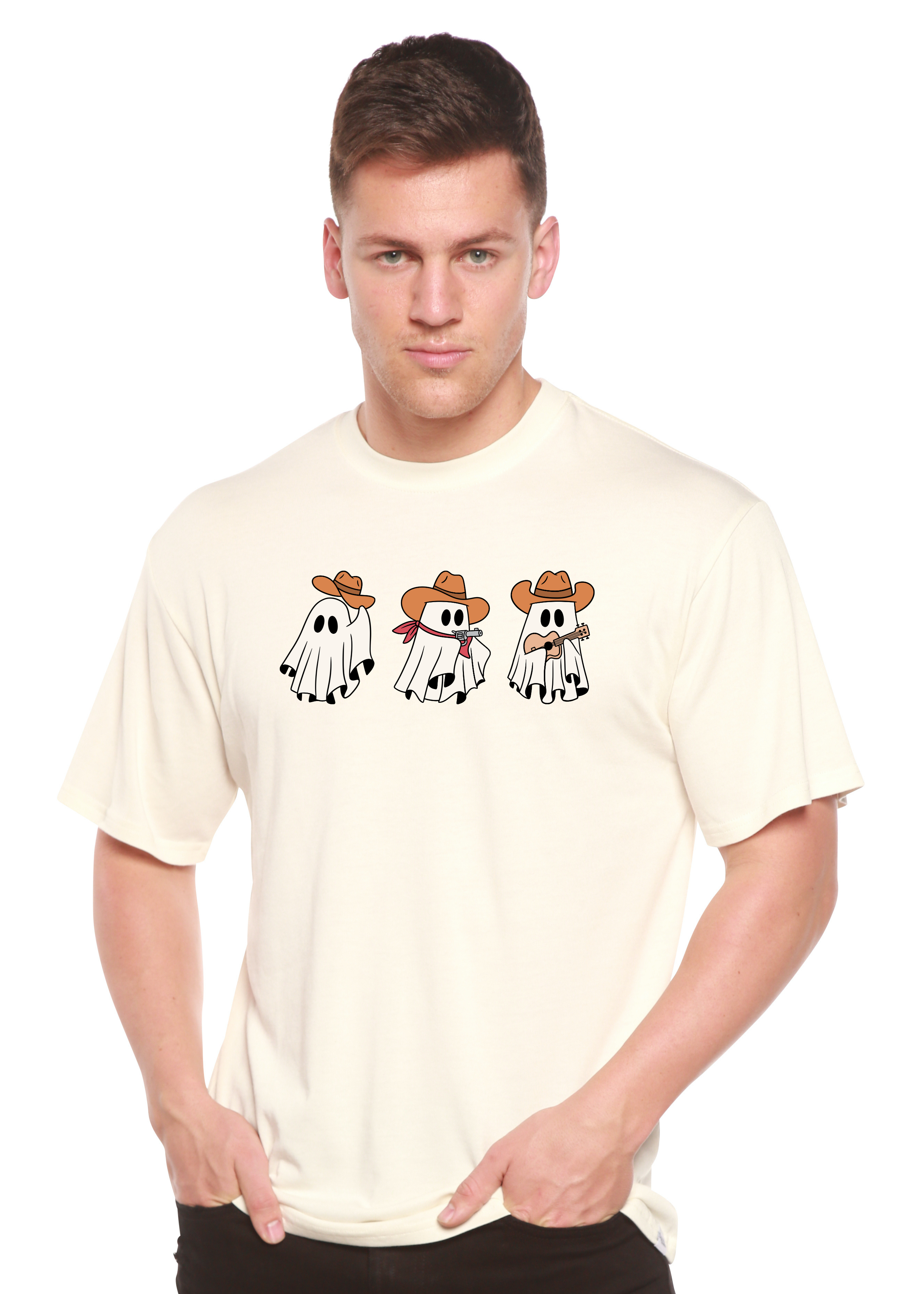 Spun Bamboo Cowboy Ghosts Unisex Bamboo Viscose/Organic Cotton Short Sleeve Graphic T-Shirt — size reference
