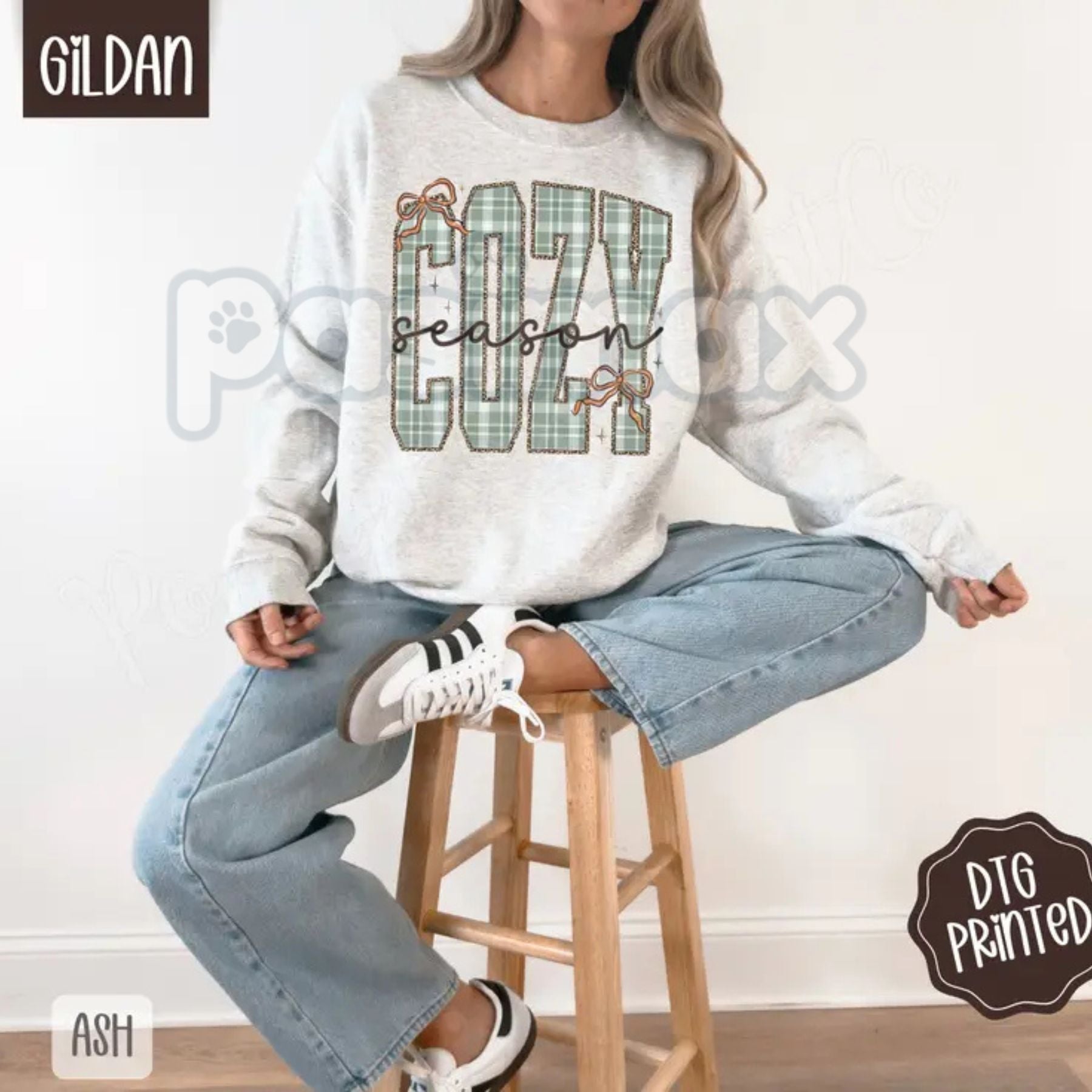 Pasimax Plaid Cozy Sweatshirt | Trendy Women's Winter Sweater | Rustic Buffalo Plaid Crewneck | Warm Holiday Layering Jumper 
