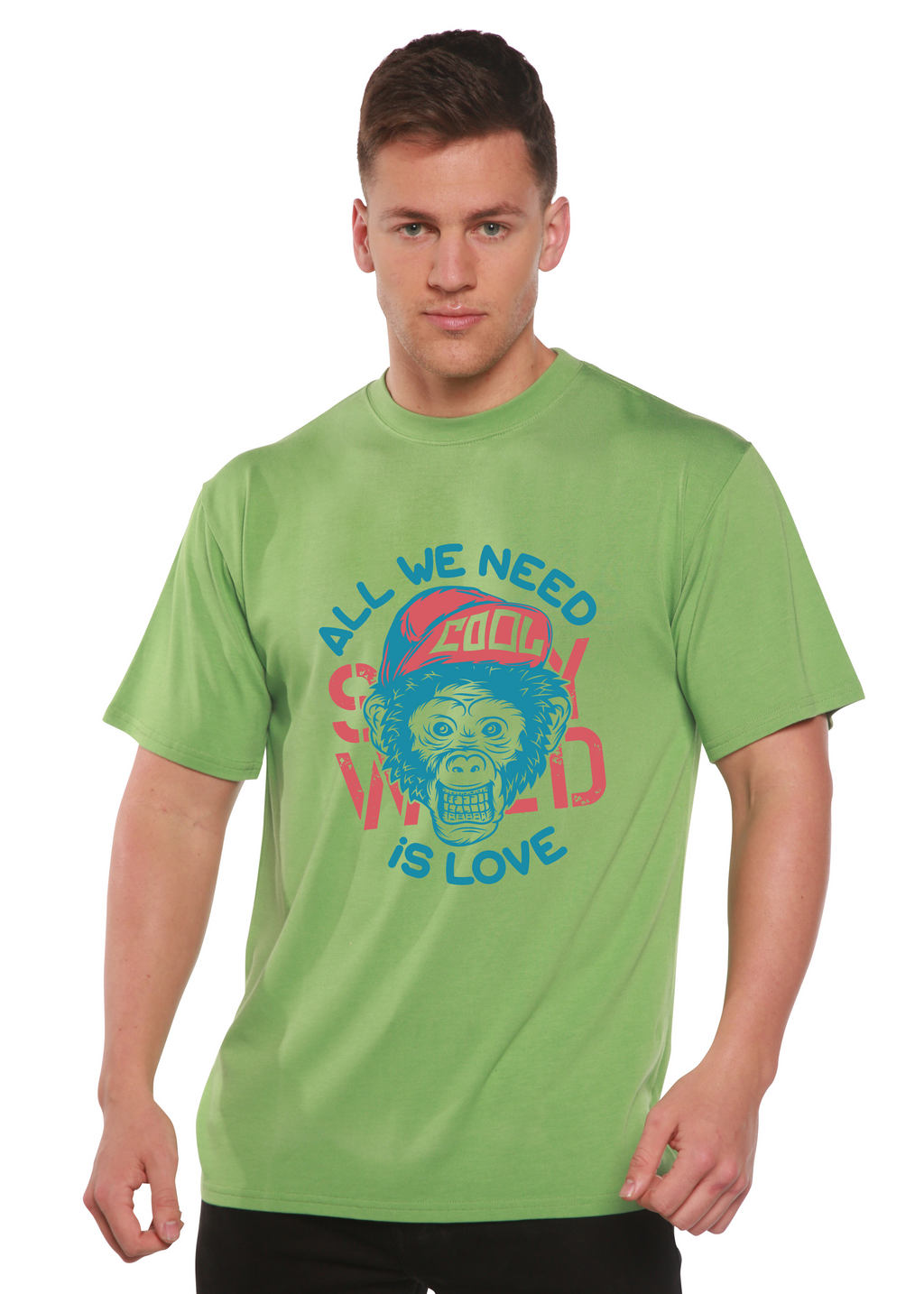 Spun Bamboo All We Need is Love Men's Bamboo Viscose/Organic Cotton Short Sleeve Graphic T-Shirt — lifestyle context