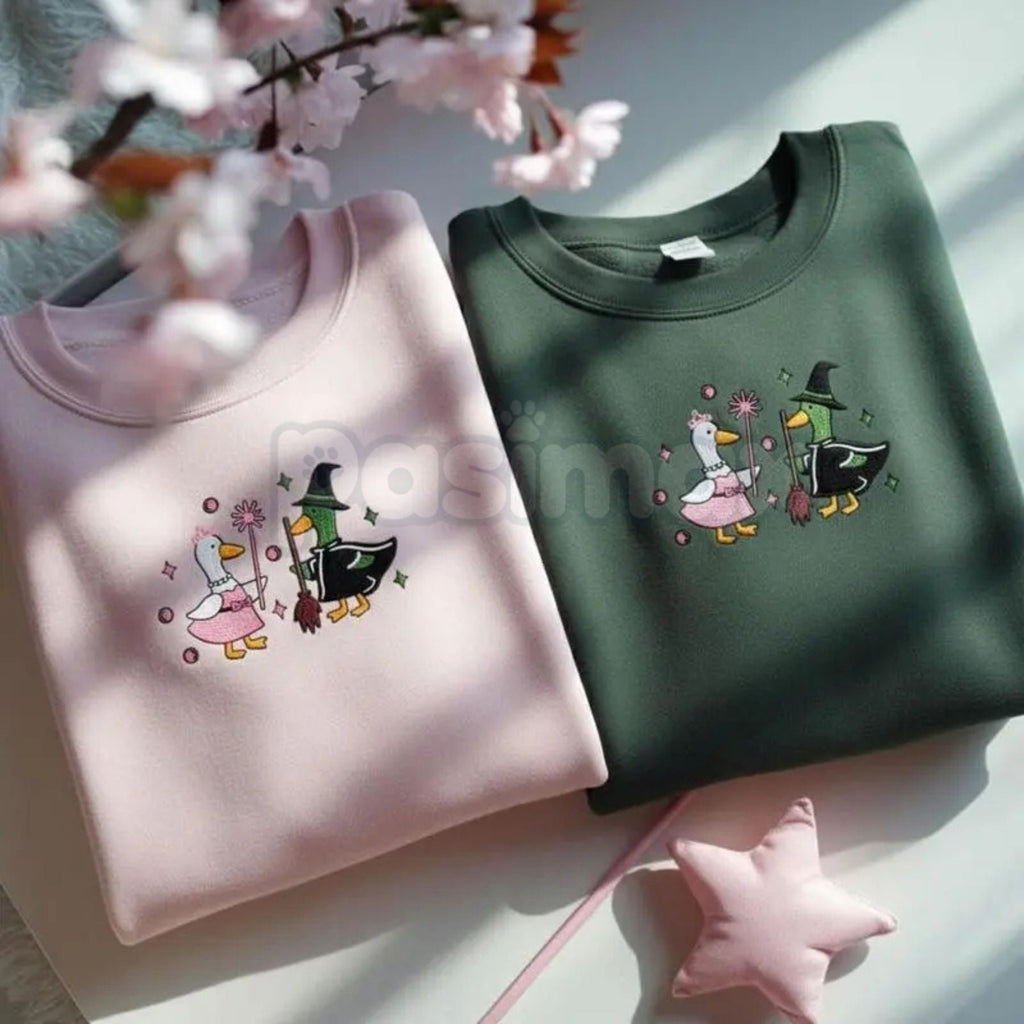Pasimax Wicked Goose "For Good" Embroidered Sweatshirt – Funny Musical Crewneck — detail close-up