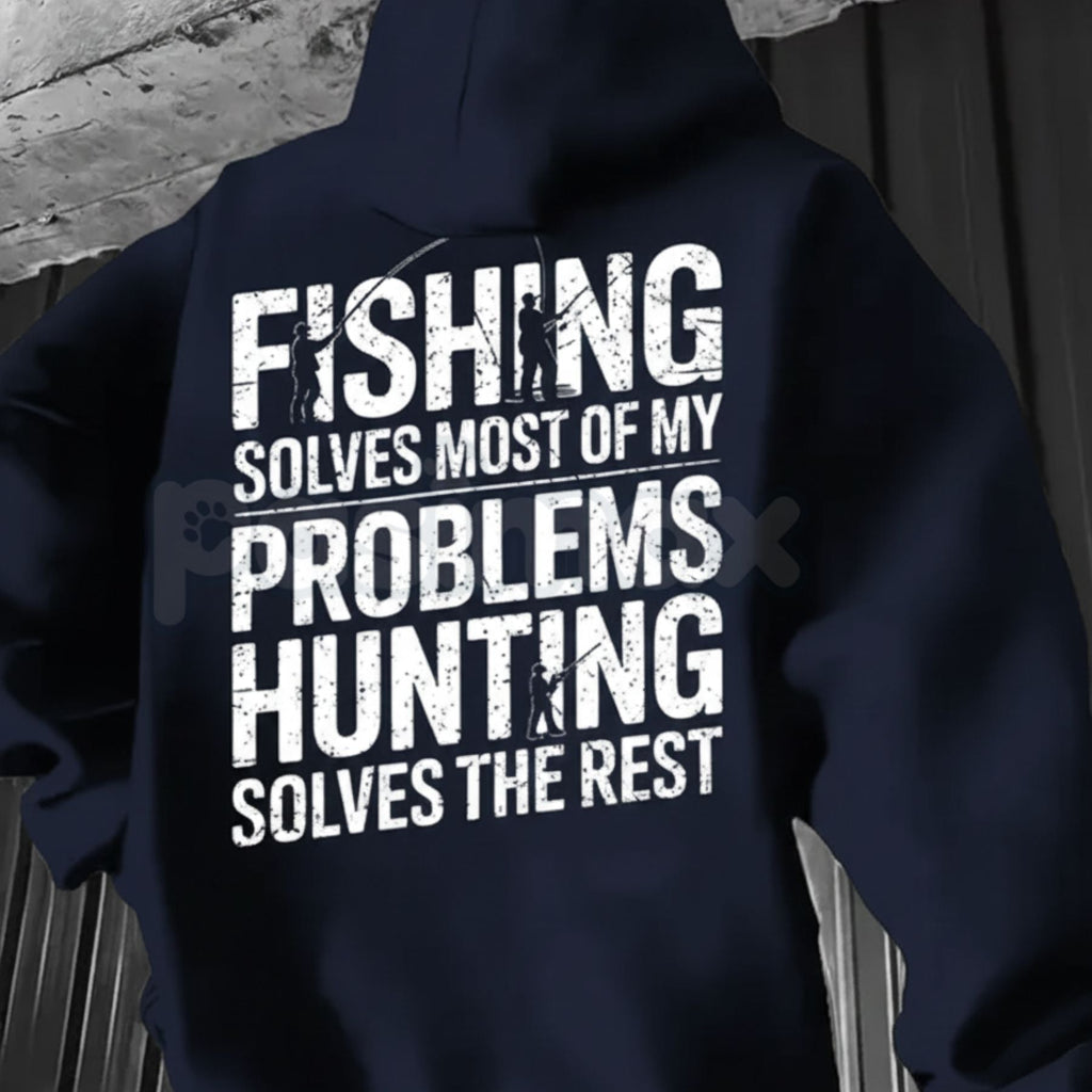 Pasimax Outdoorsman’s Therapy Hoodie – Fishing & Hunting Problem Solver Pullover, Rugged Sportsman Apparel, Unisex — detail c
