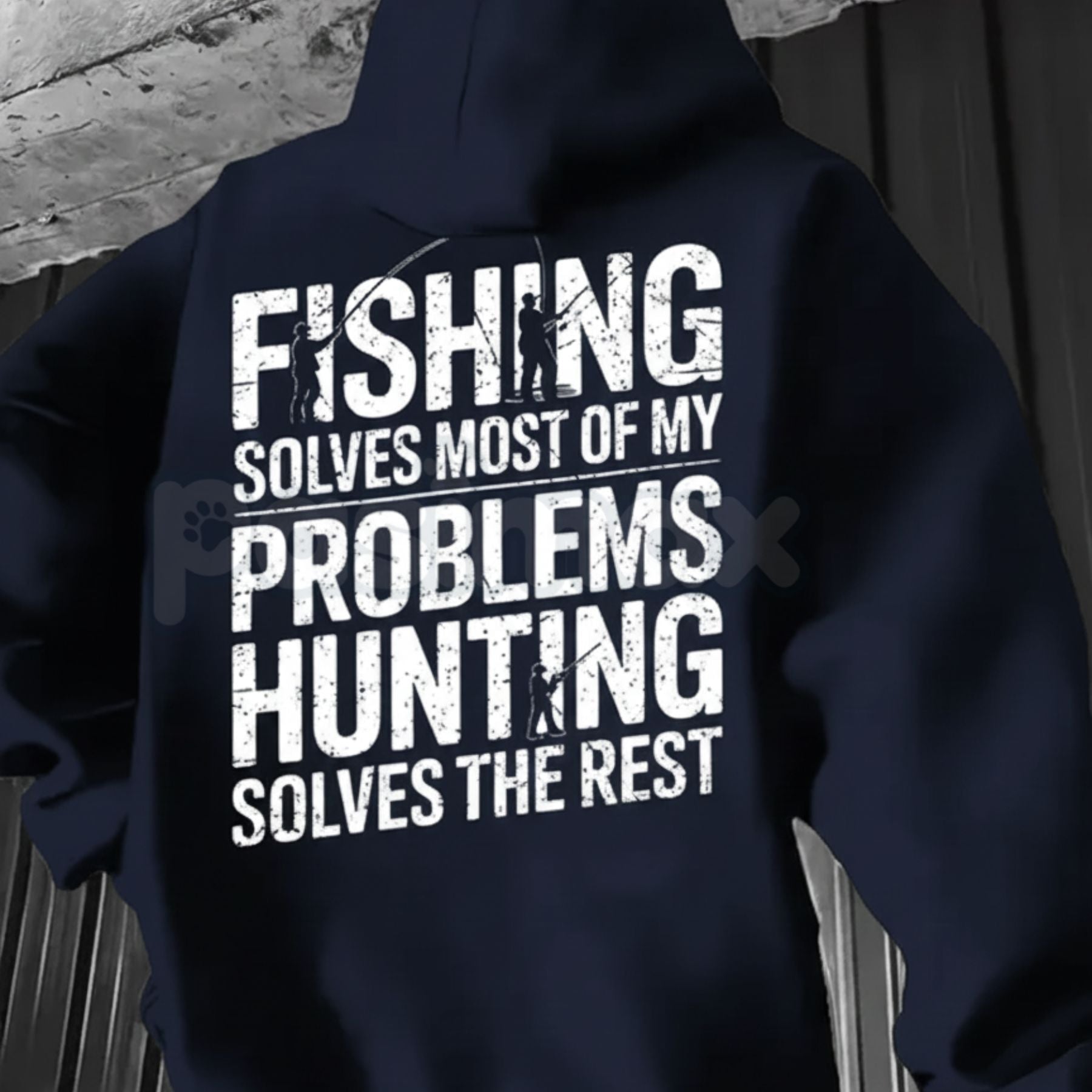 Pasimax Outdoorsman’s Therapy Hoodie – Fishing & Hunting Problem Solver Pullover, Rugged Sportsman Apparel, Unisex — detail c