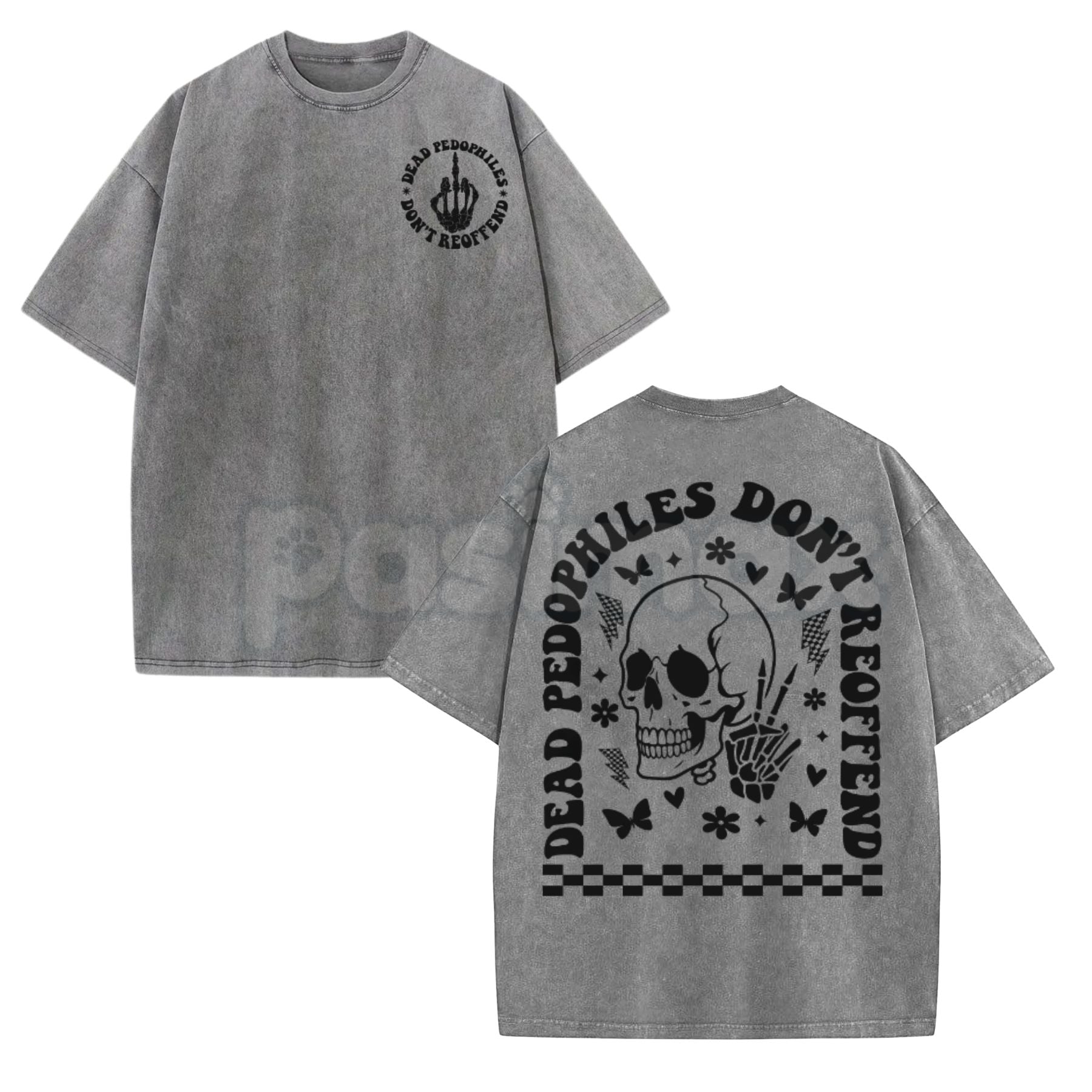 Pasimax Dead Pedophiles Don’t Reoffend Vintage Washed T-Shirt – Hardcore Justice Graphic Tee, Heavy Metal Style Activist Stre