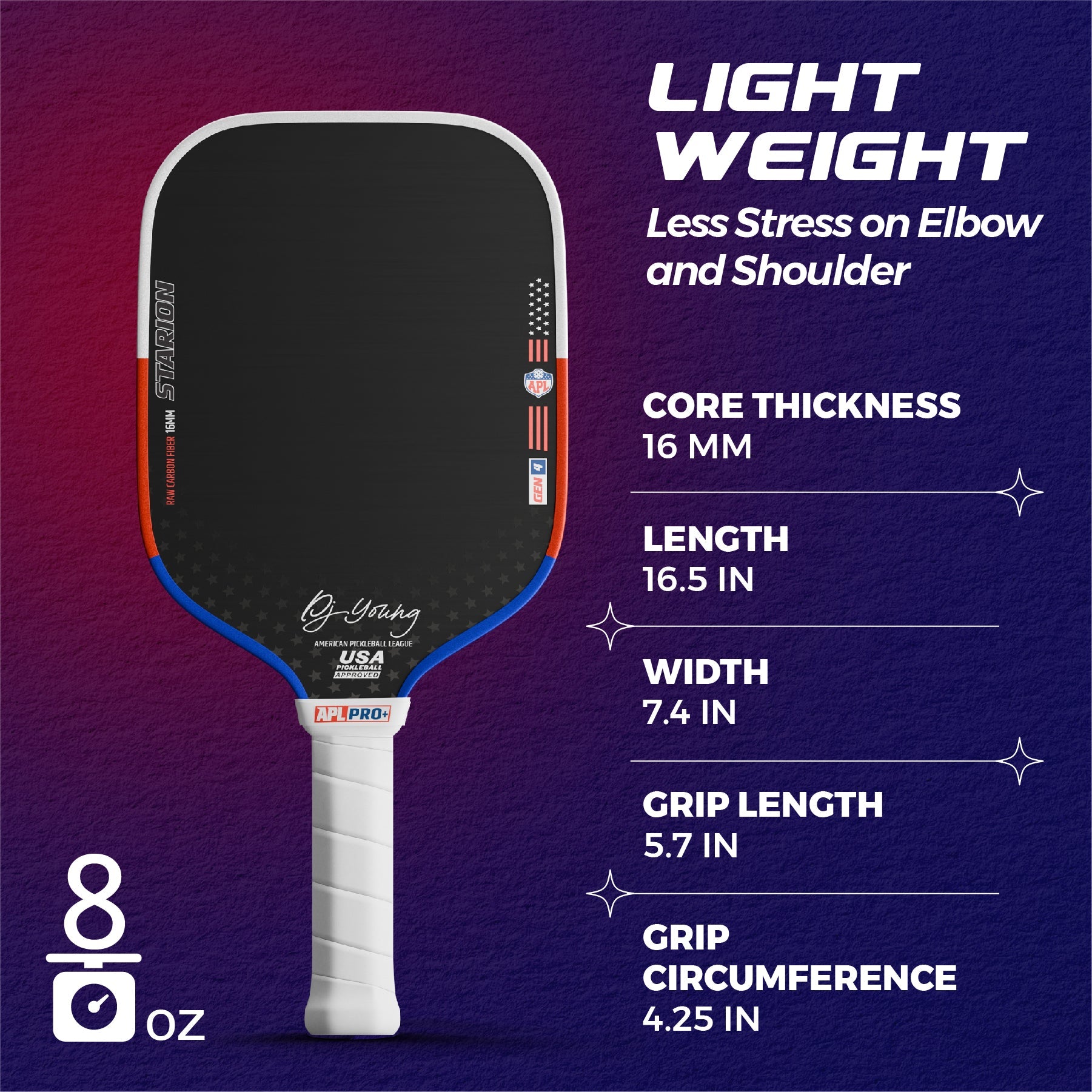 APL Frontier Pro+ 16mm Pickleball Paddle | Carbon Fiber | Gen 4 Thermoformed Foam Technology