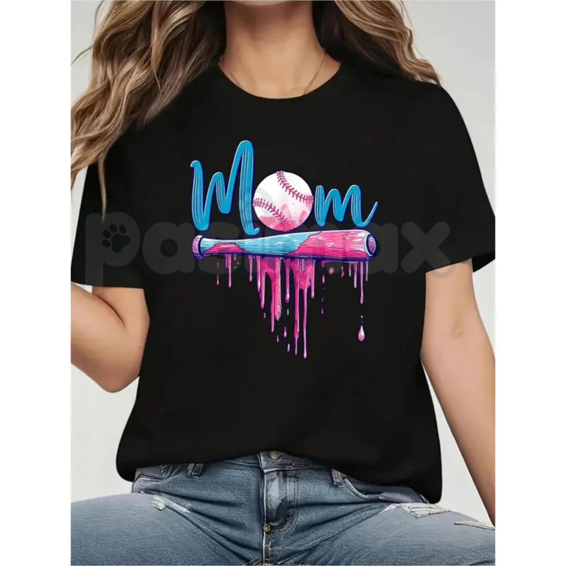 Pasimax "Game Day Hero" Baseball Mom & Dad T-Shirt — detail close-up