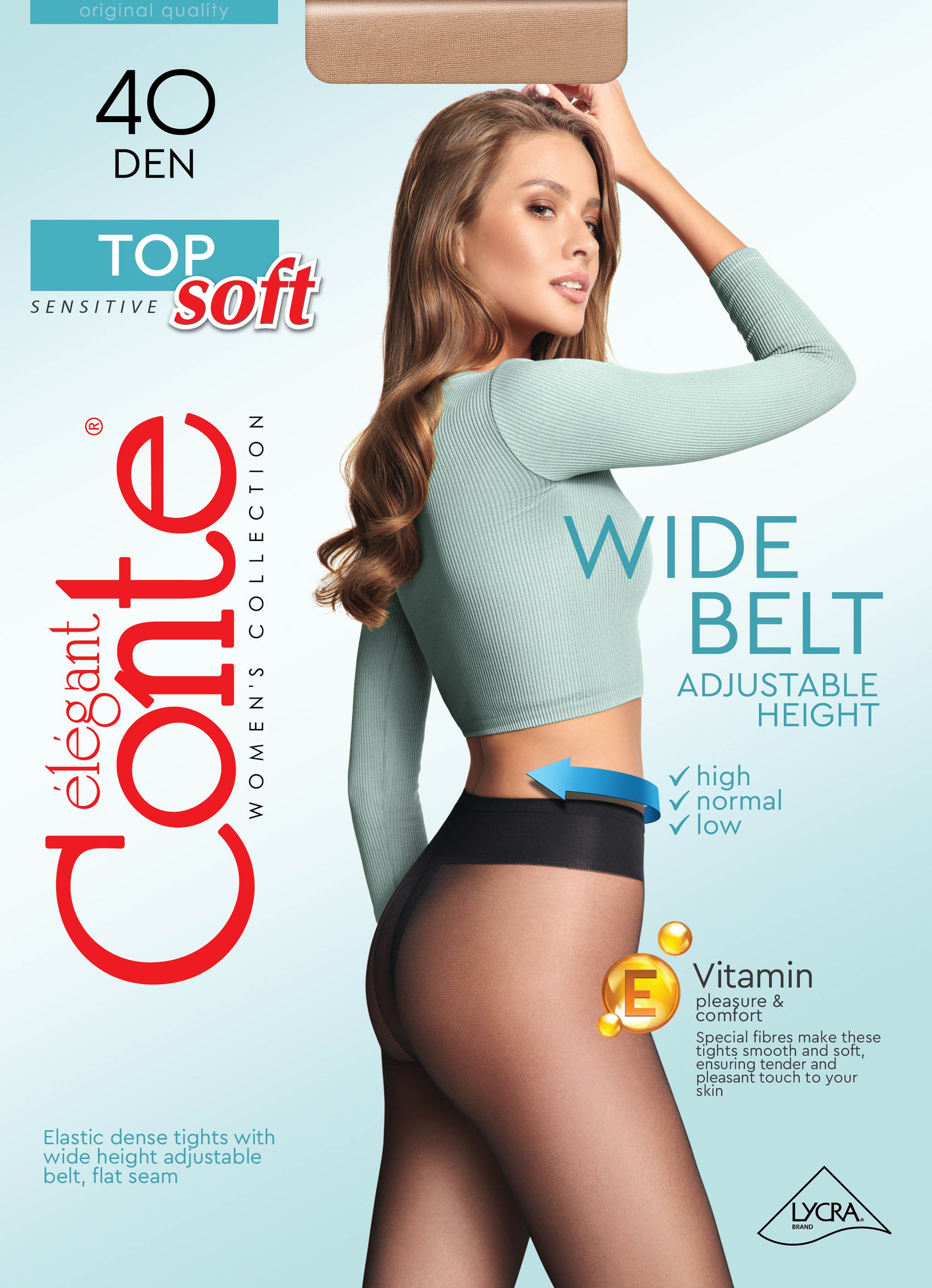 TheRanok.com Tights Conte Top Soft 40 Den - Adjustable Fit for Sensitive Skin — back view