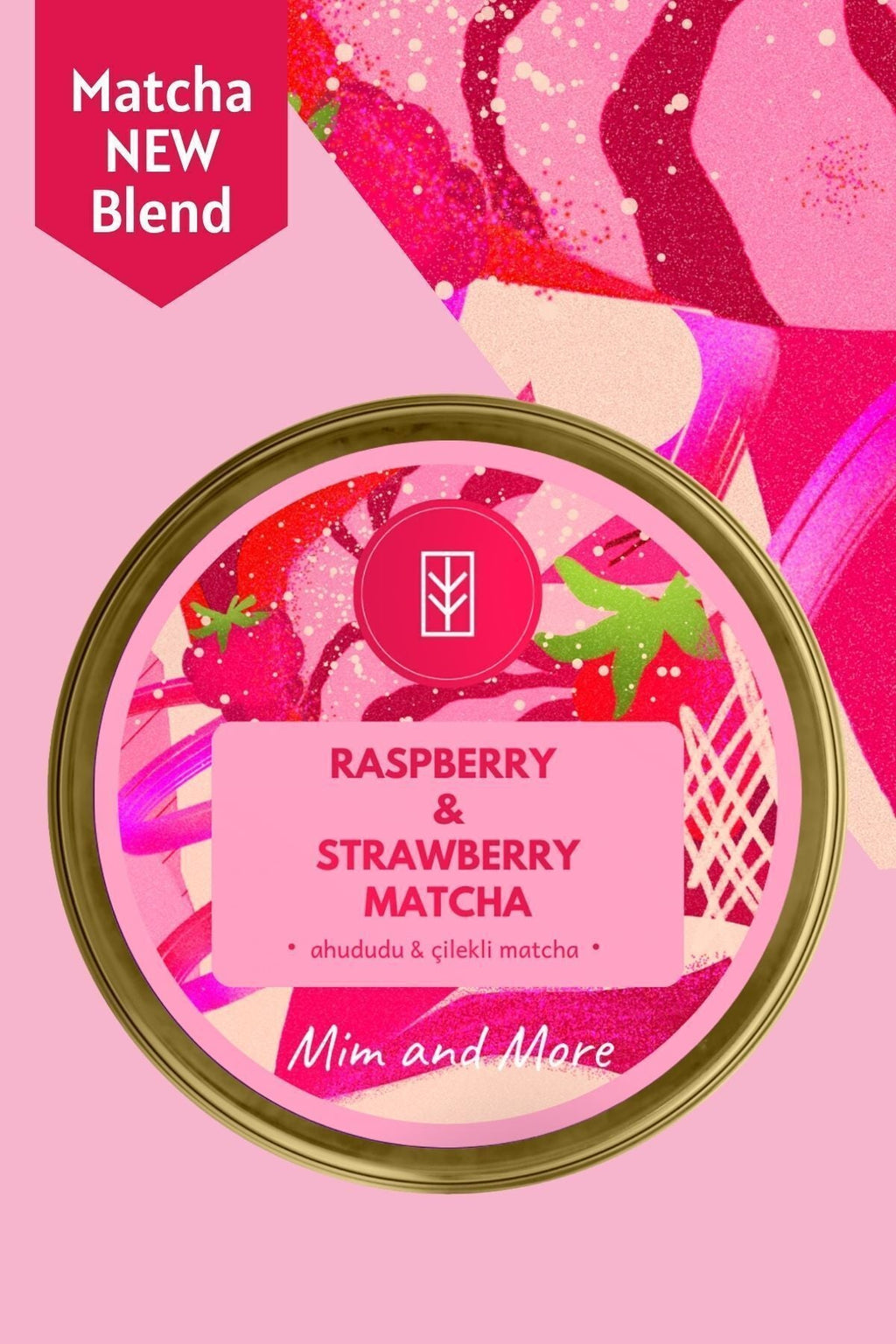 Mim and More Raspberry & Strawberry Matcha Raspberry and Strawberry Flavored Matcha, 25 gr