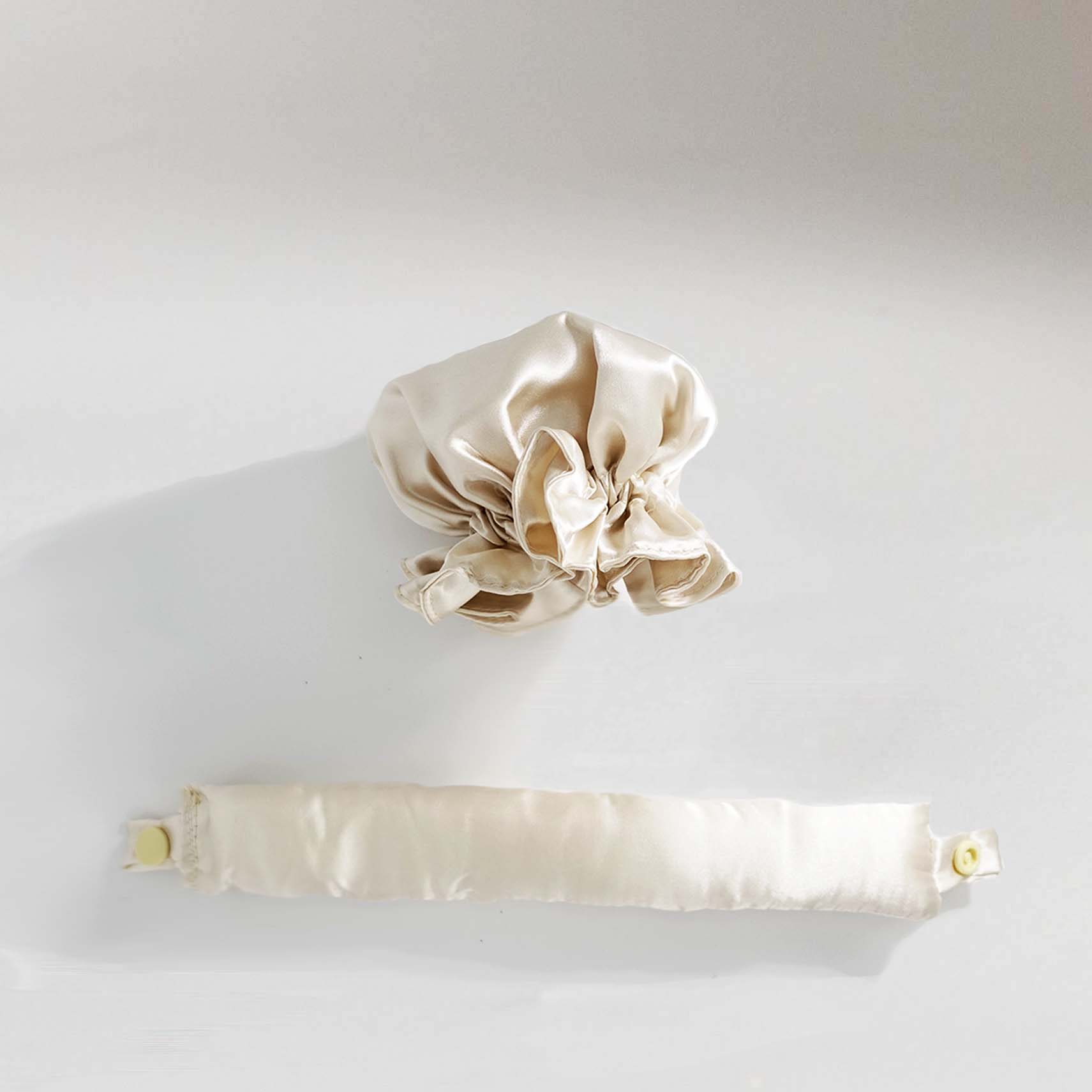 m'Chel Haircare Satin Heatless Curler + Satin Wrap — lifestyle context