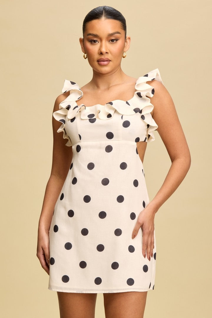 Pretty Little Patriot Pretty Little Patriot Polka Dot Ruffle Dress — construction detail