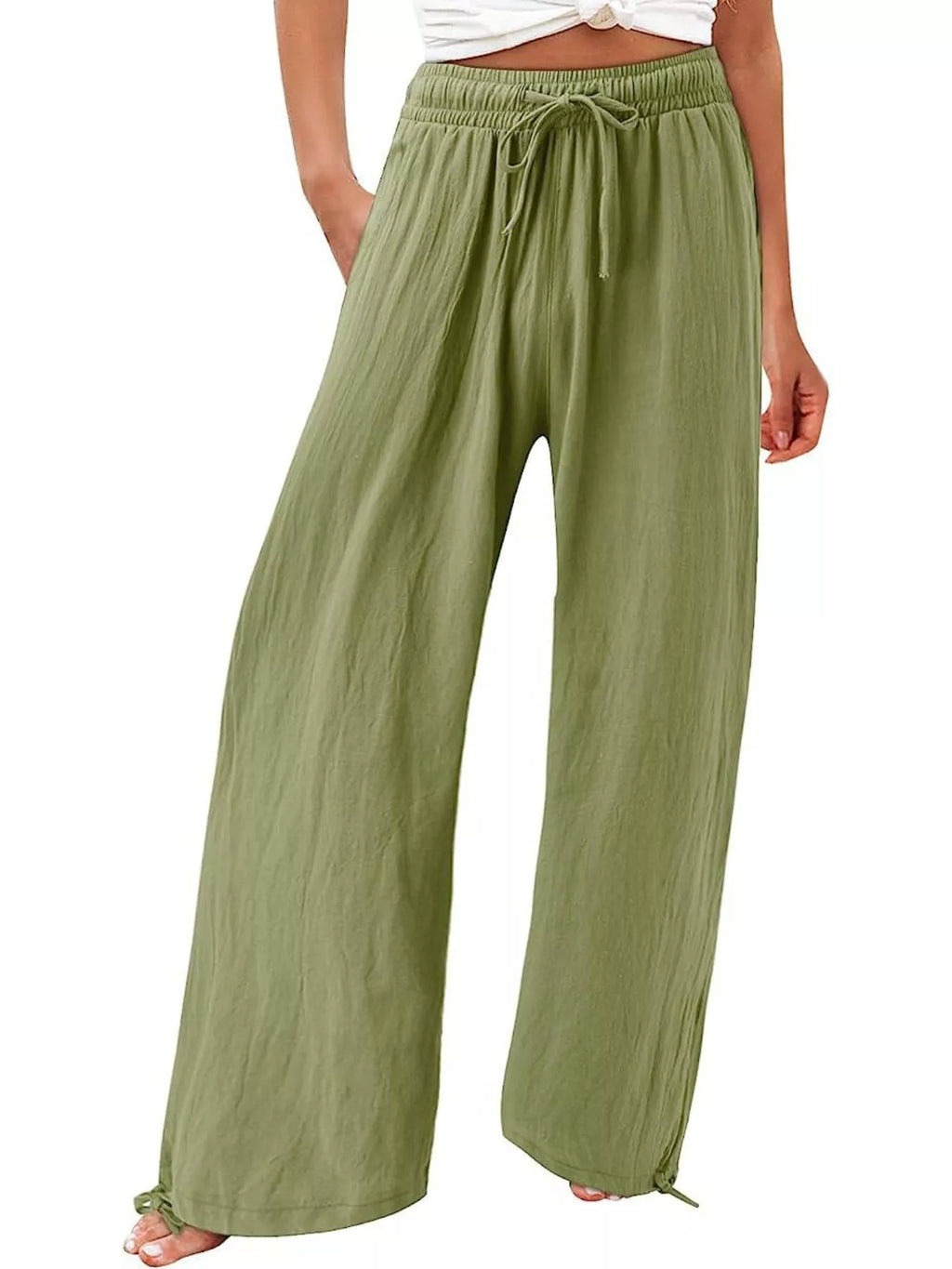 Full Size Wide Leg Pants with Drawstring Waist Plus Size