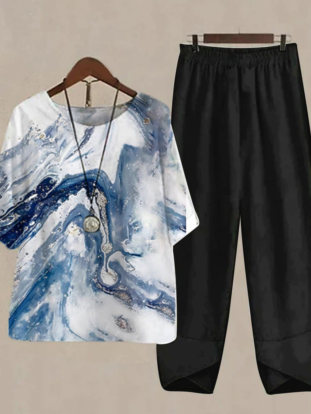 Printed Half Sleeve Top and Pants Set