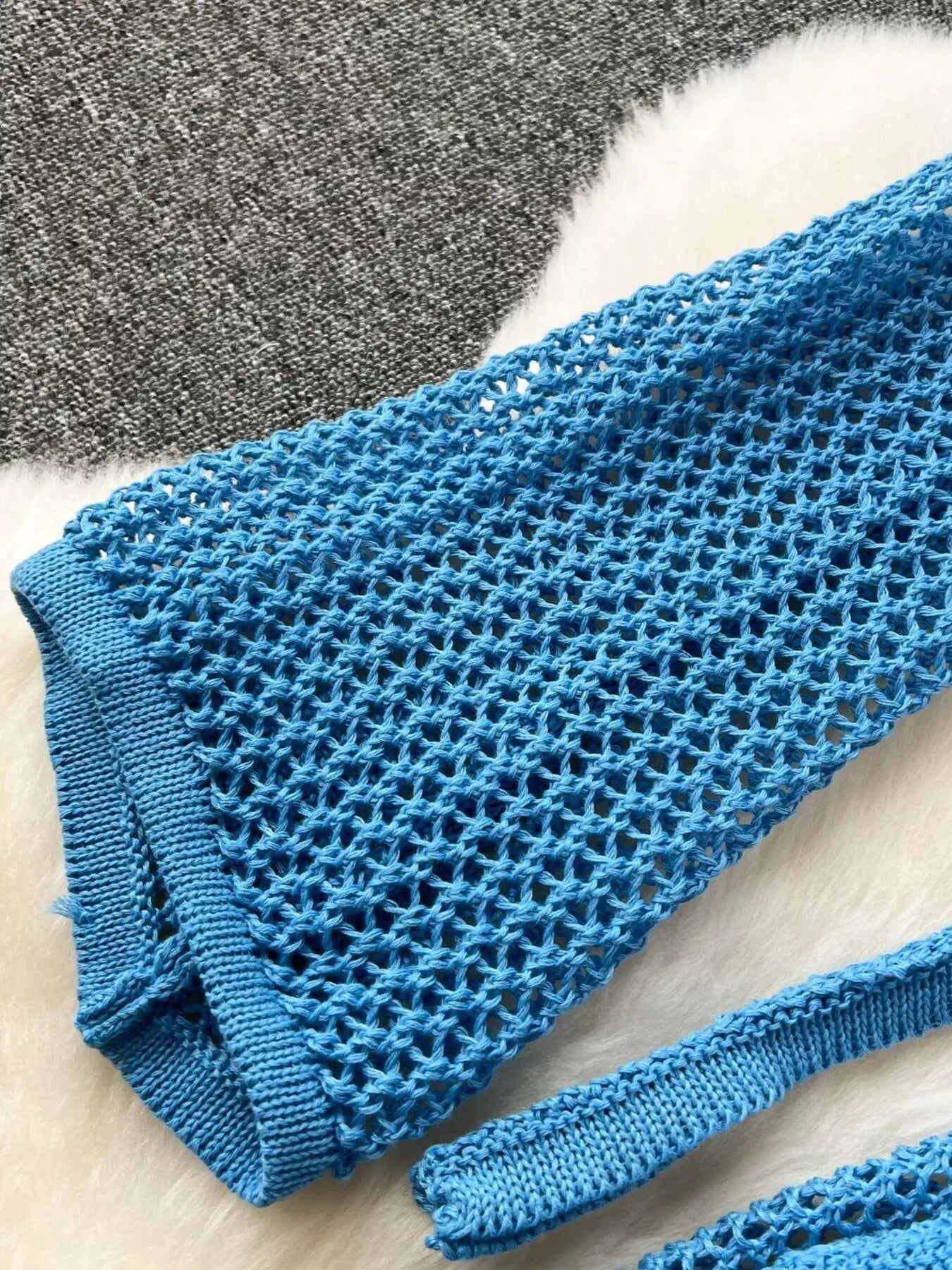Knitted Crop Top and Slit Skirt Set