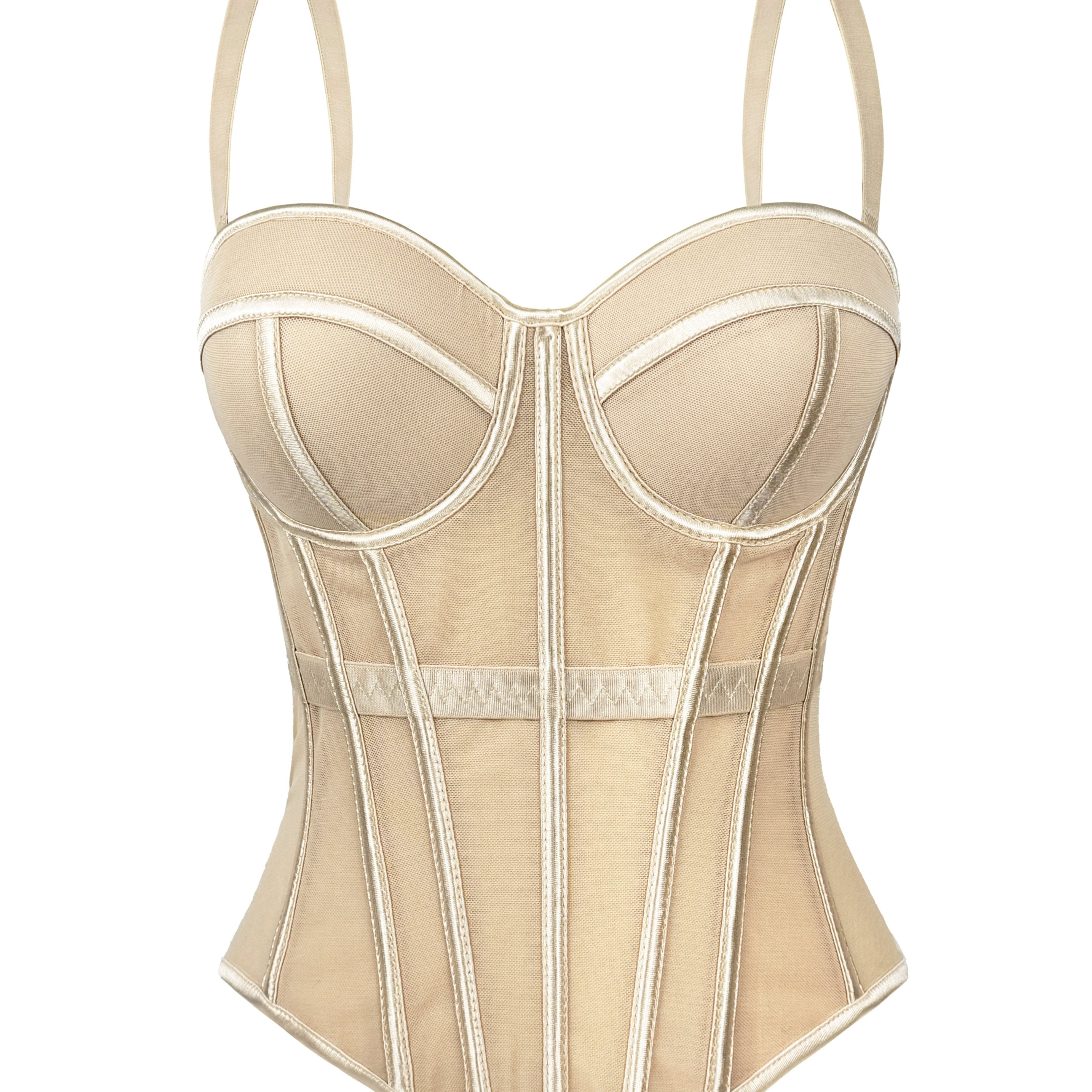 MyClosetAid Mesh See-Through Fishbone Corset — fabric or material detail