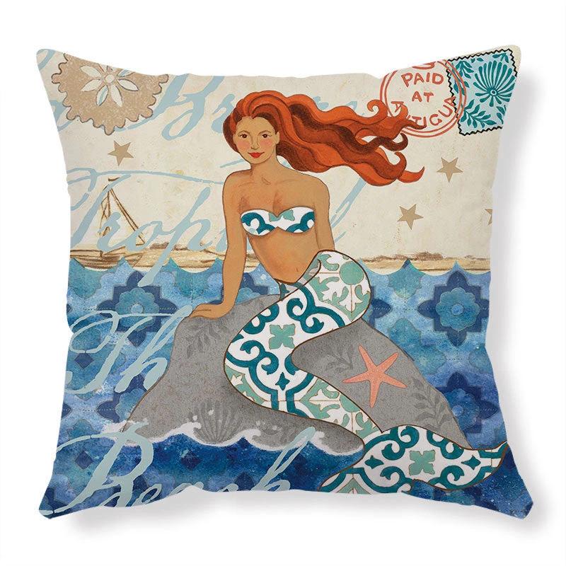 Mandotos Sea Turtle Printed Cushion Covers Linen Throw Pillow Cases For Home Decor Sofa Chair